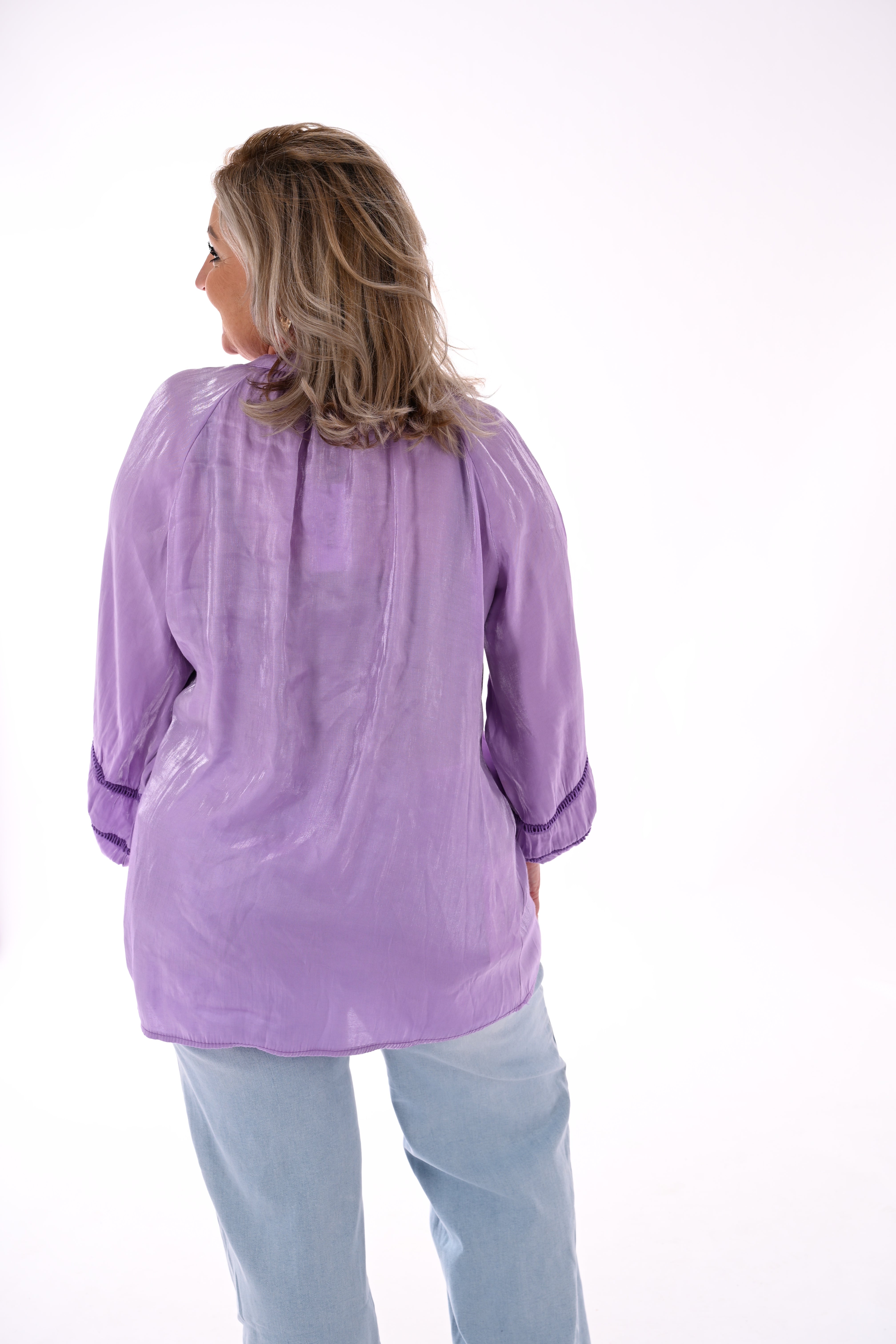 Silky blouse v-hals lila