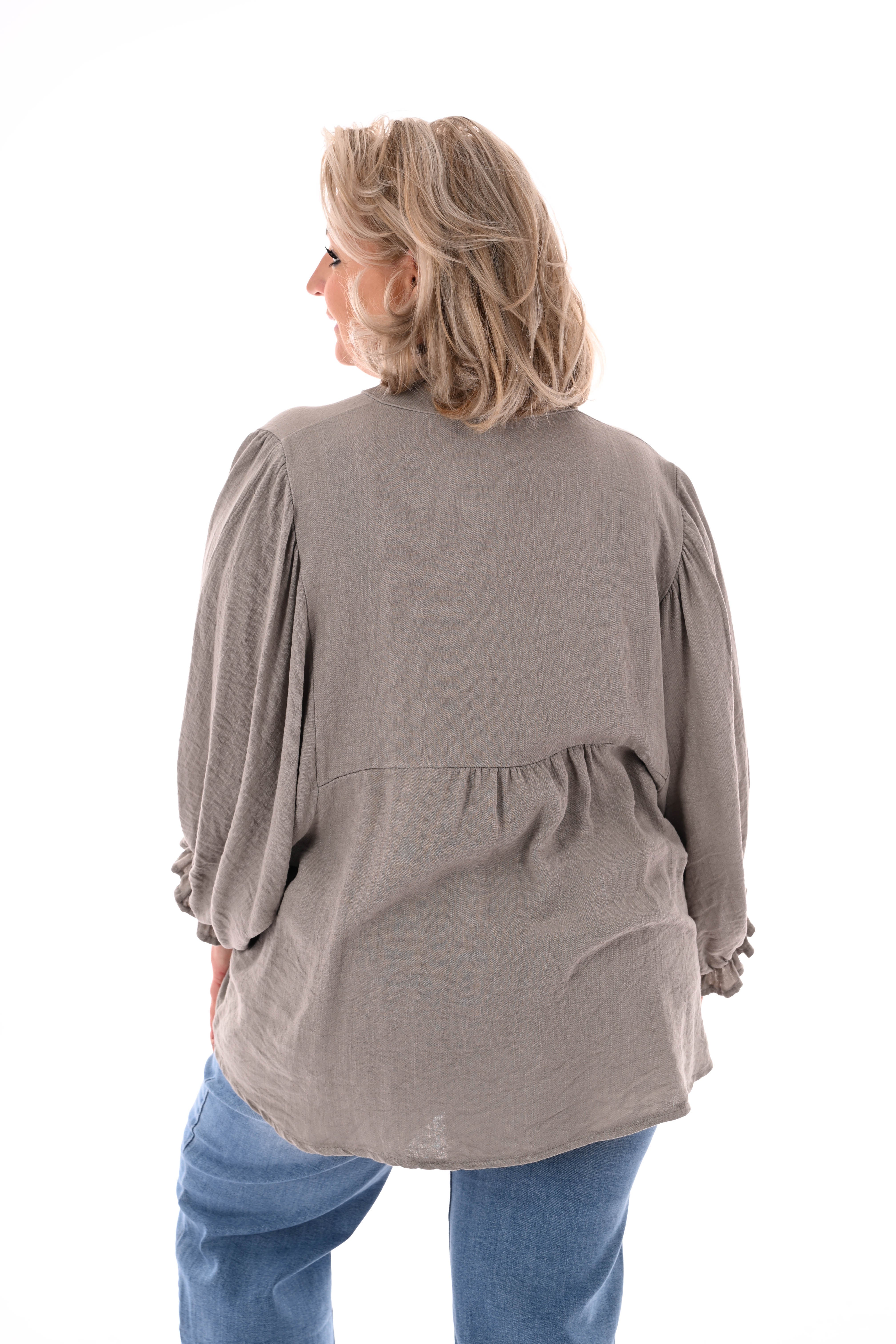 Blouse 3/4e vleermuismouw taupe