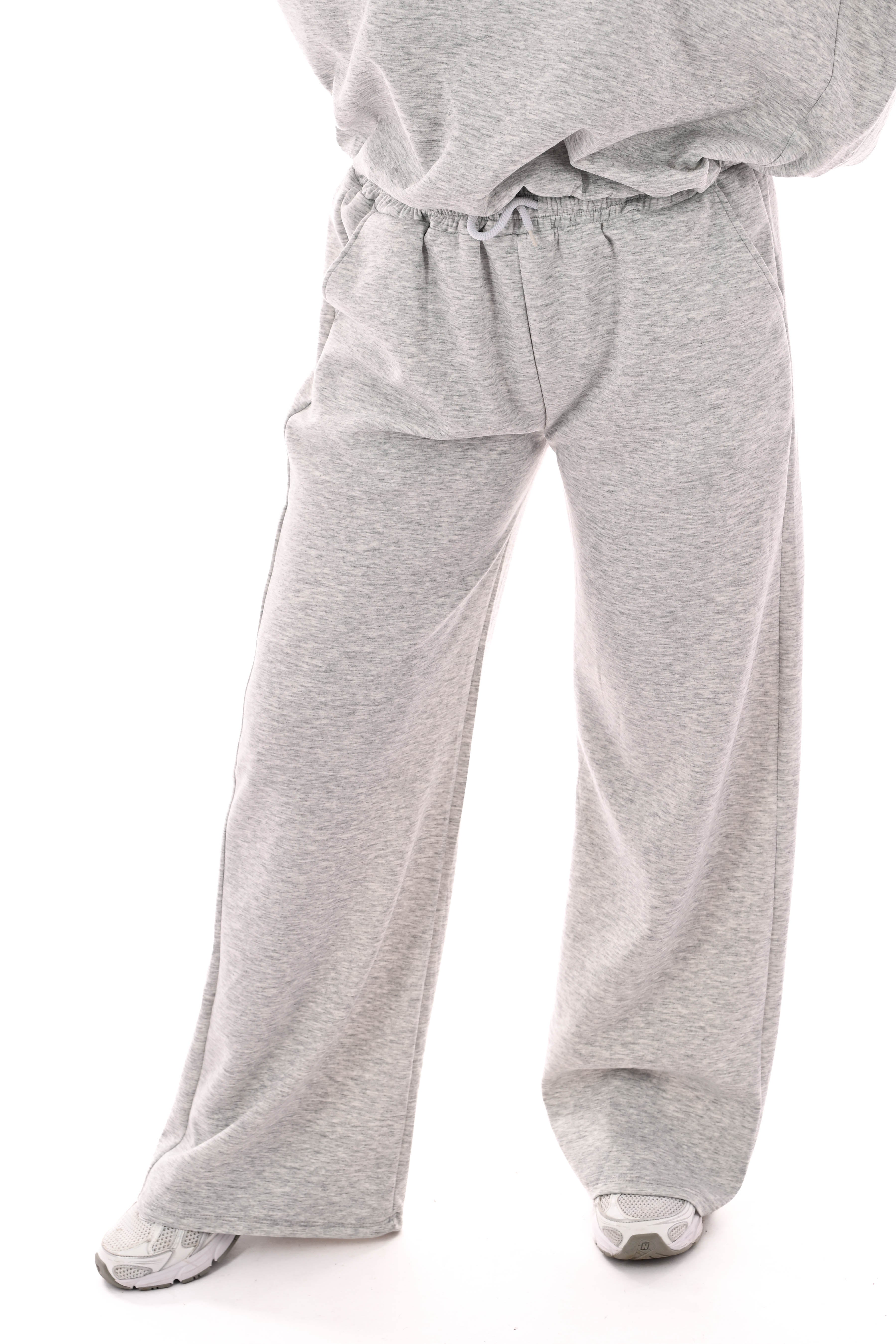 Tweedelig set elastieken band korte mouwen grijs