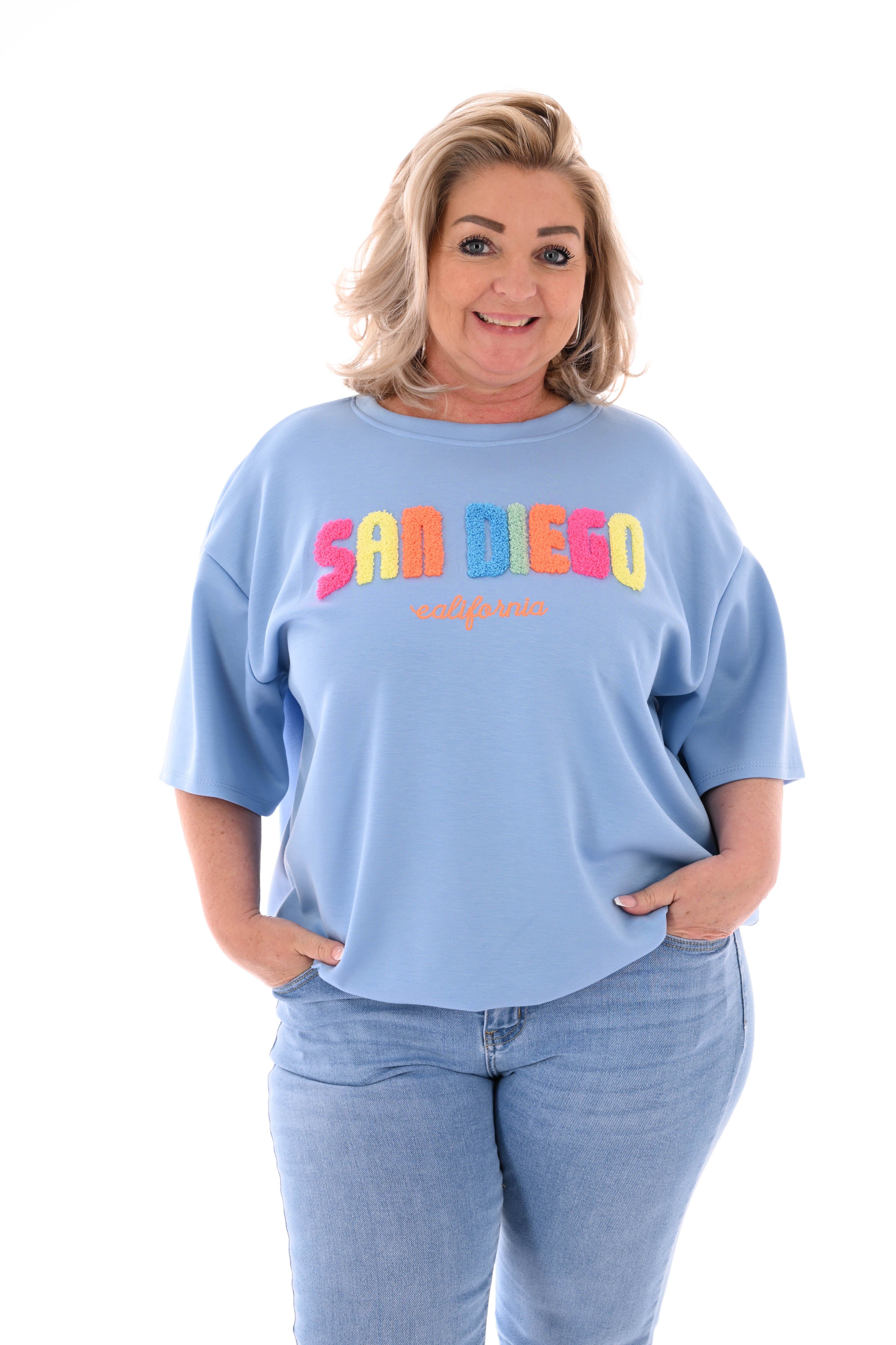 Sweater korte mouwen San Diego lichtblauw