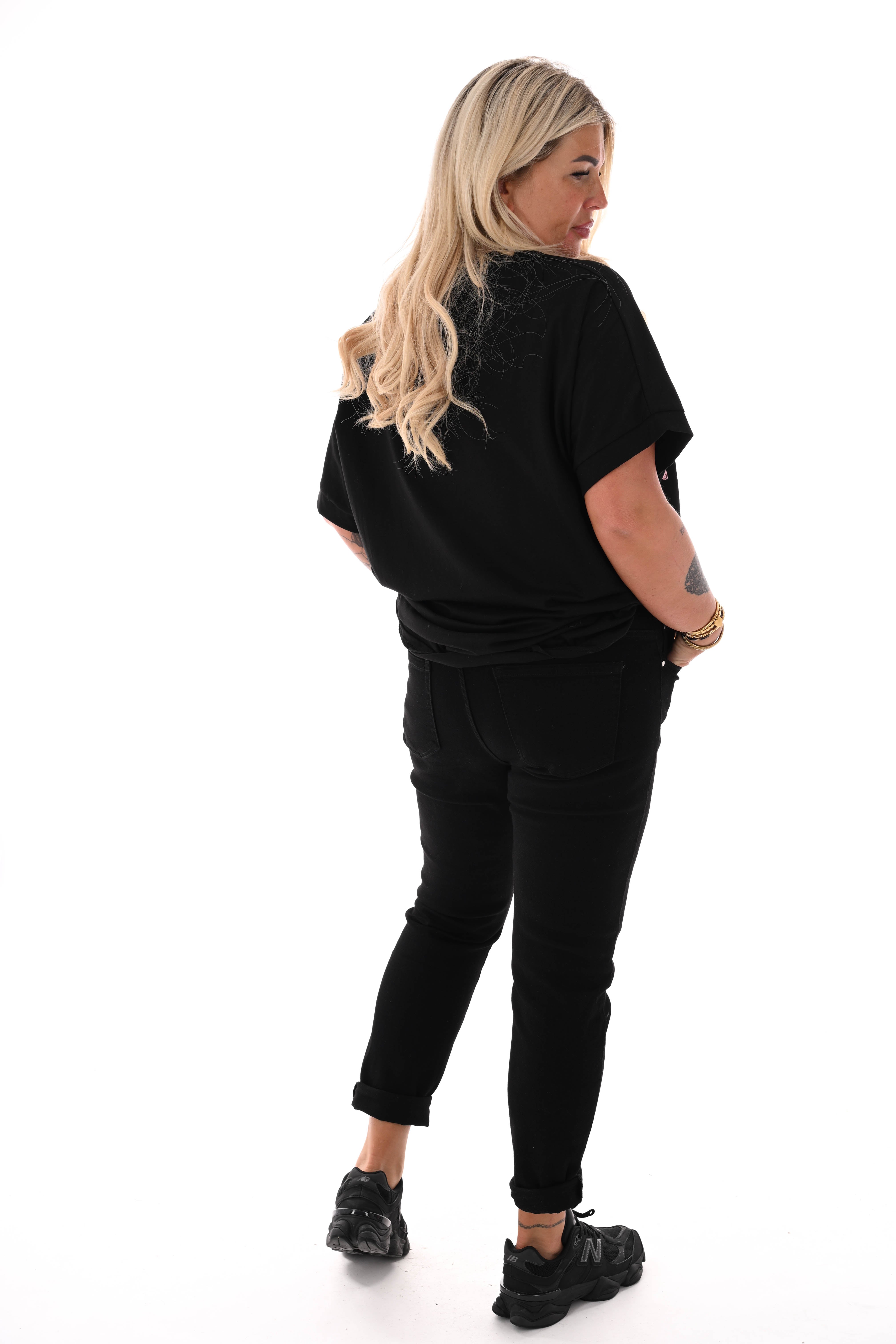 T-shirt kleine hartjes zwart