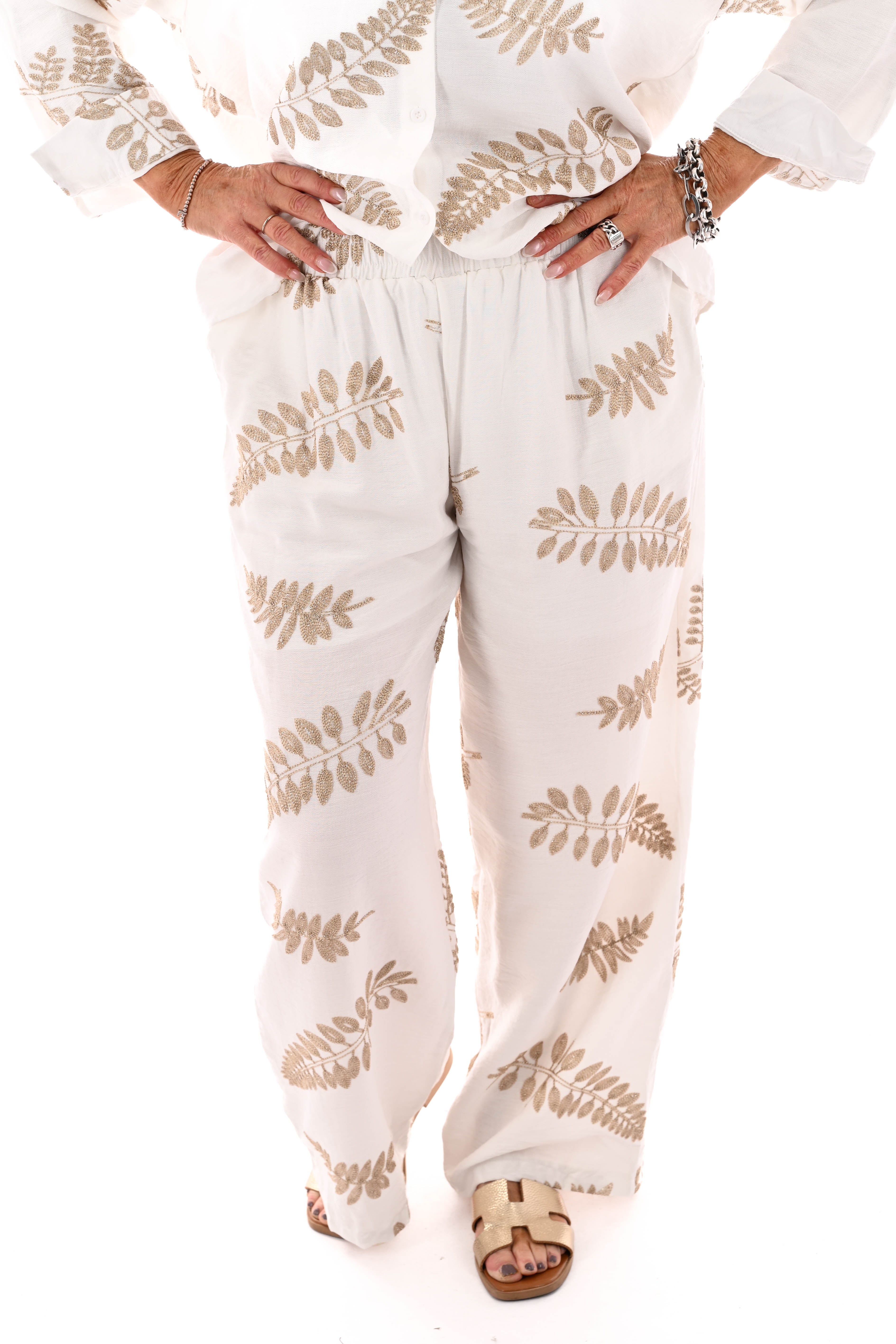 Tweedelig set met bladeren wit