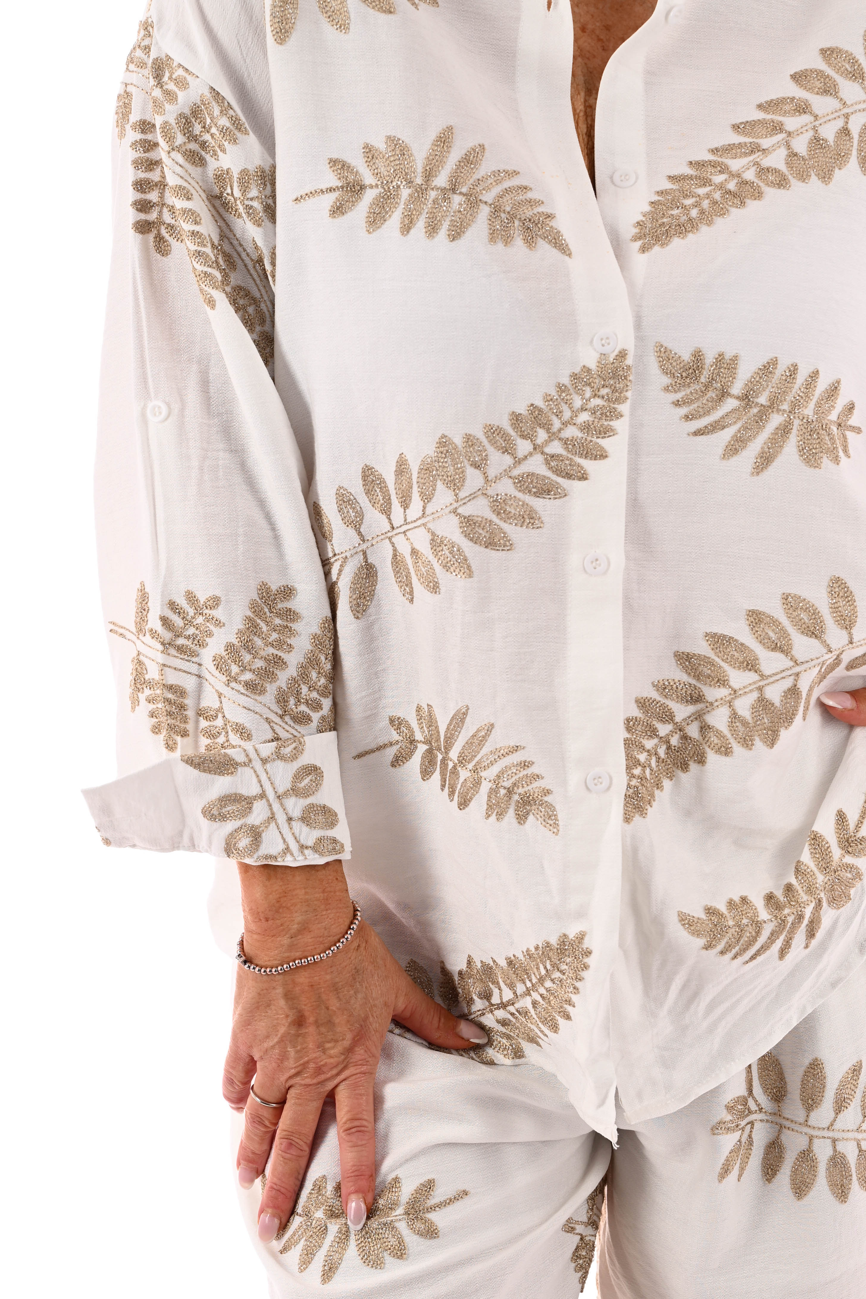 Tweedelig set met bladeren wit