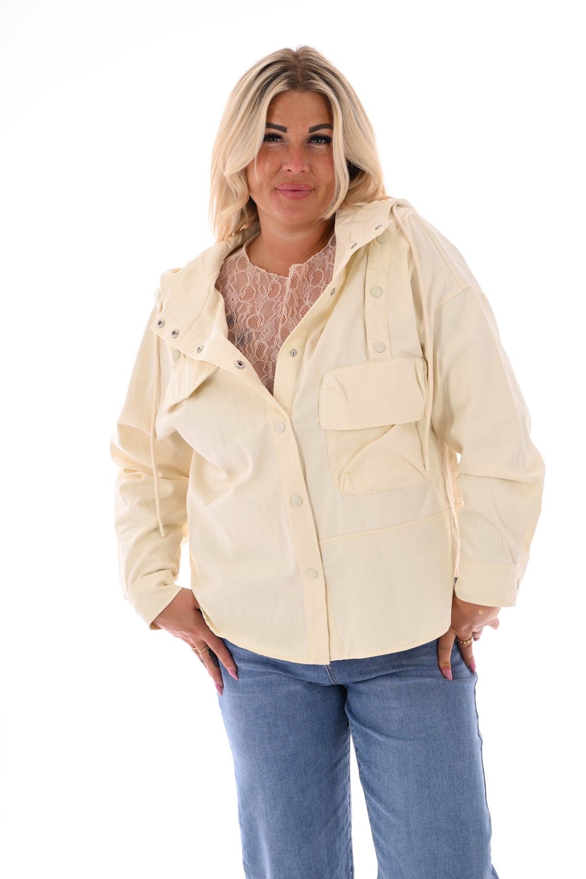 Jasje met afneembare mouwen creme