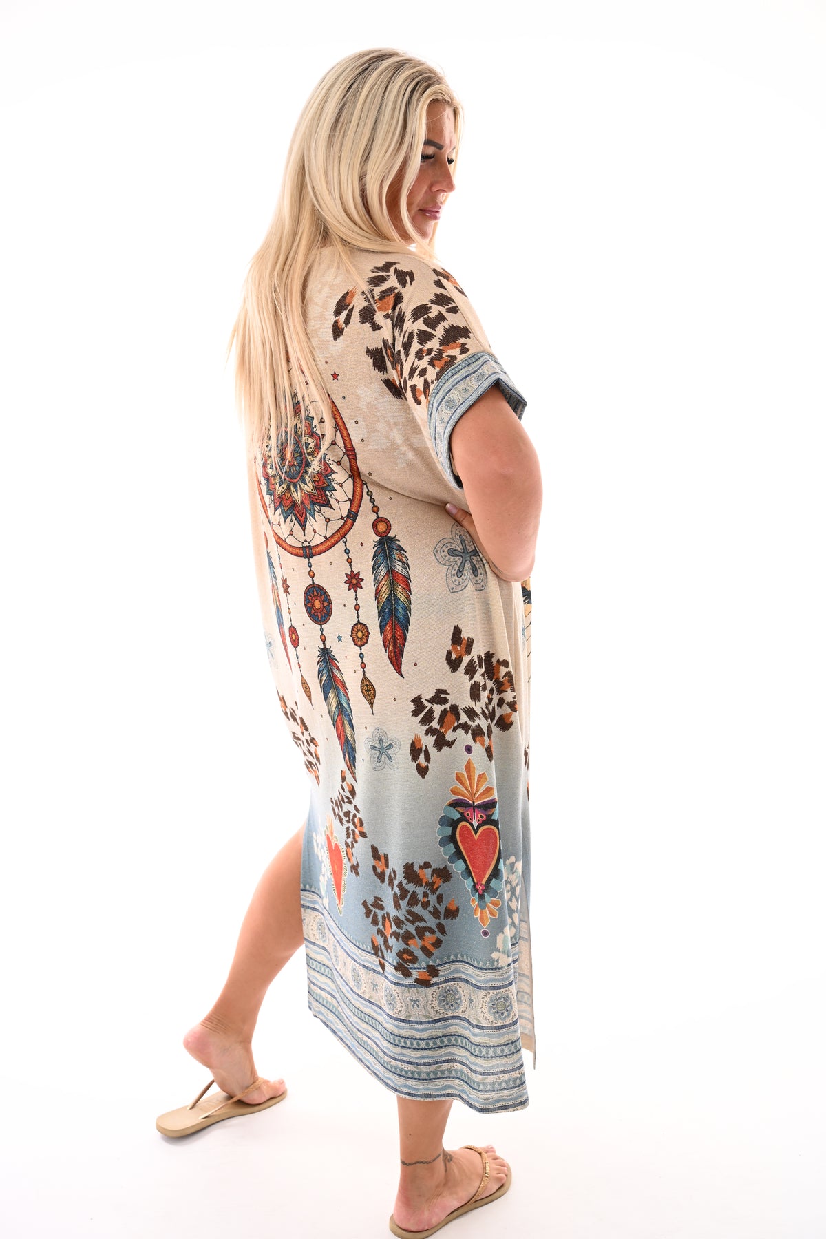 Jurk tropical kobaltblauw