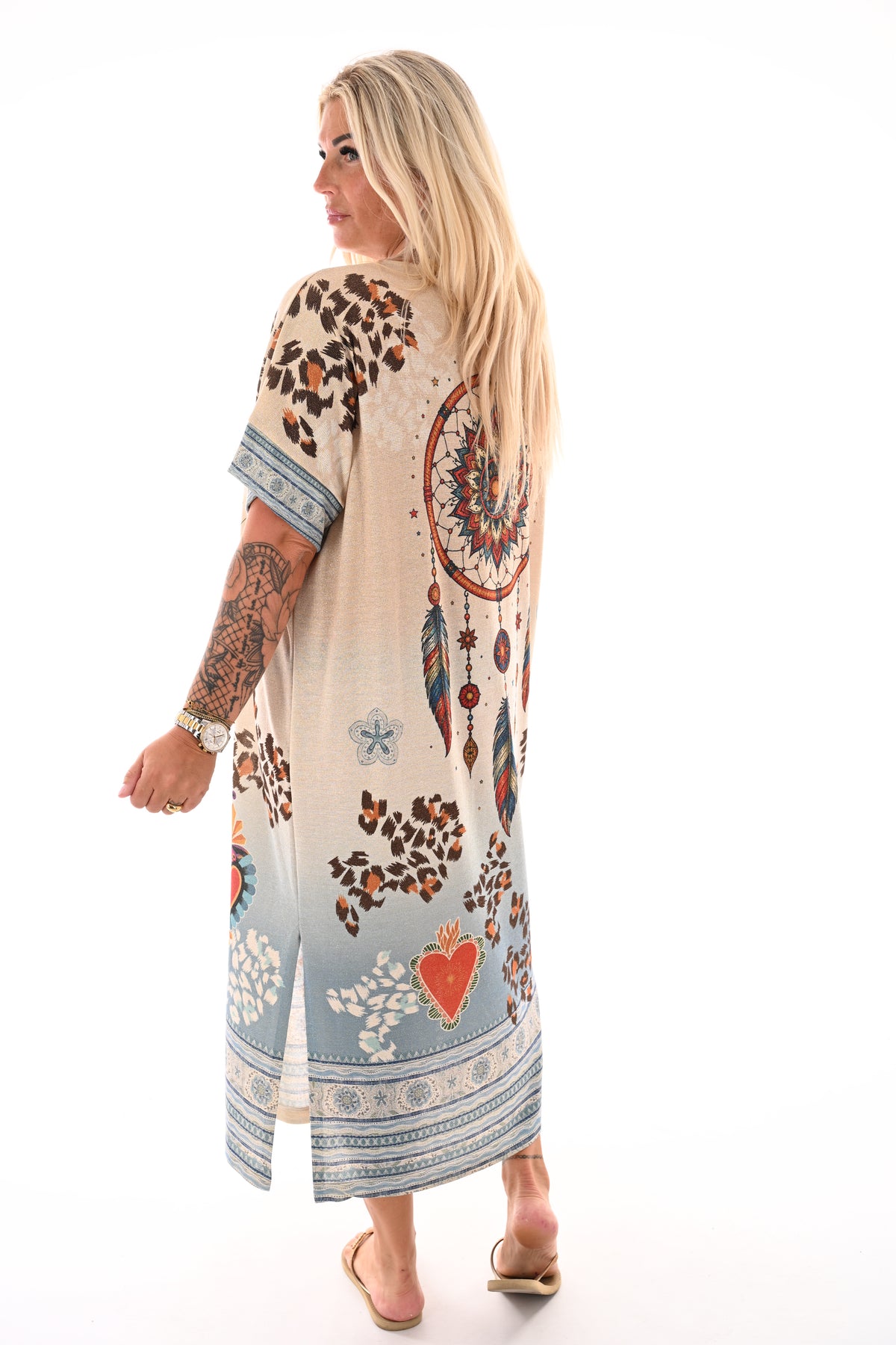 Jurk tropical kobaltblauw