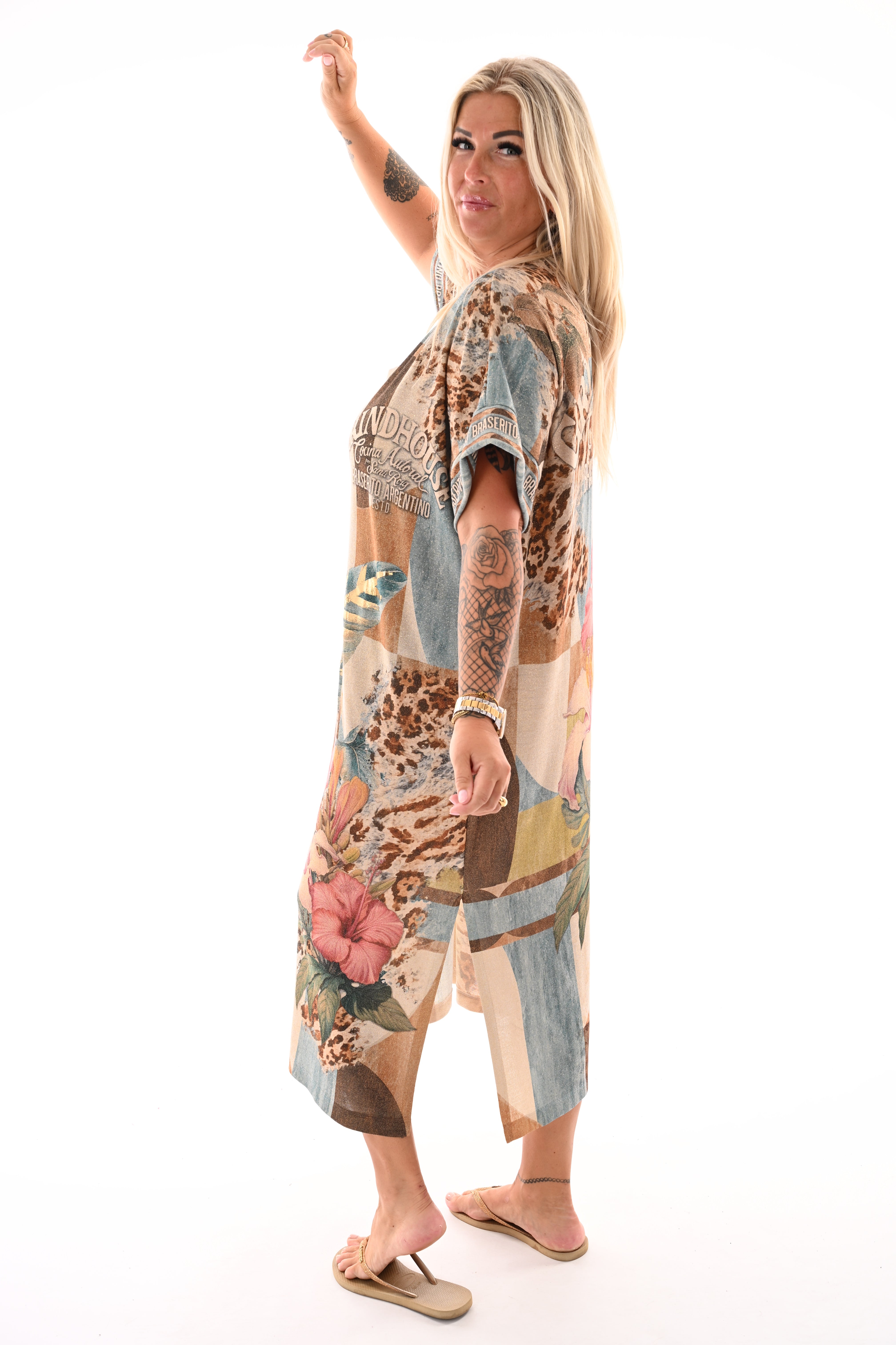 Jurk tropical jeansblauw