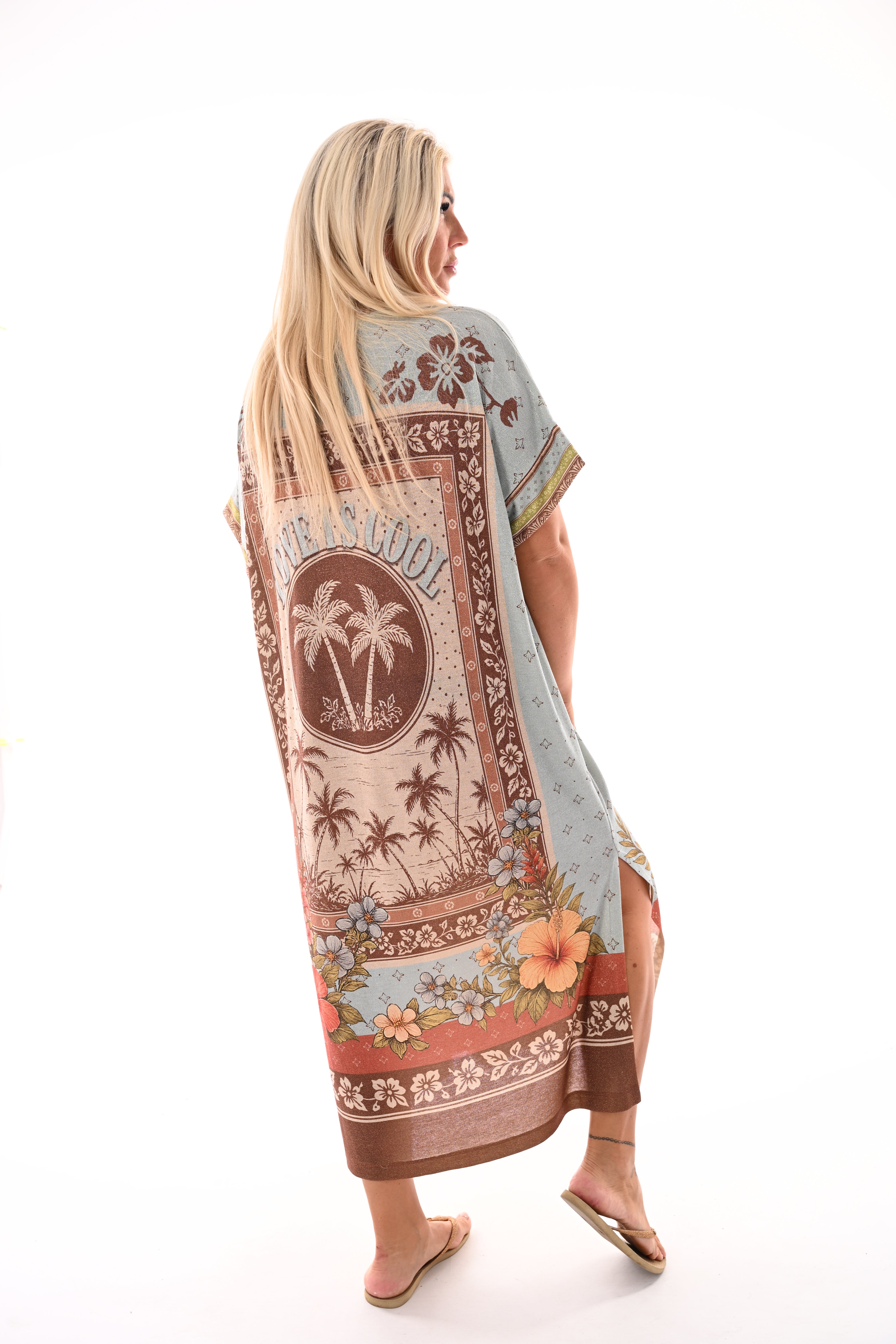Jurk tropical lichtblauw