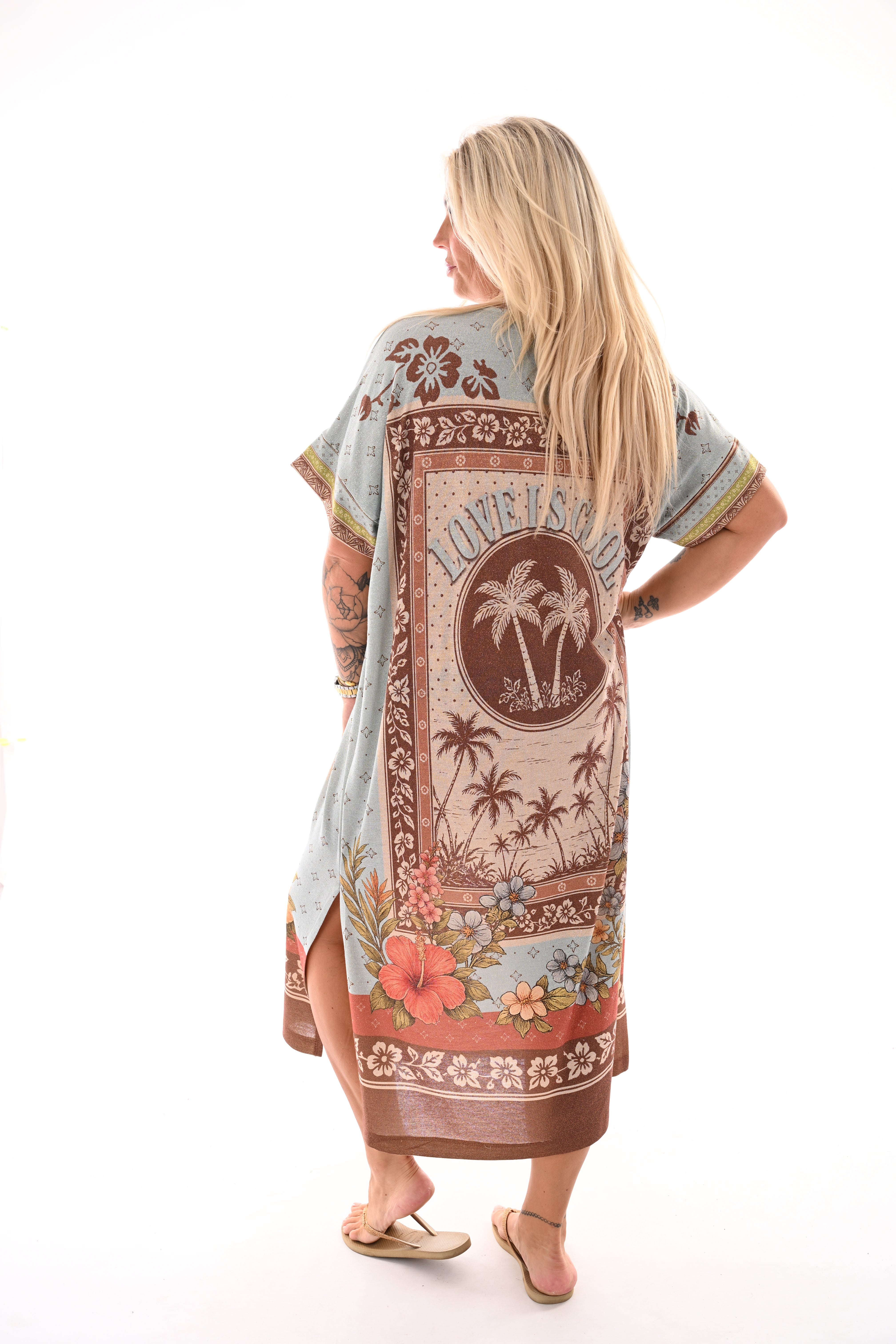 Jurk tropical lichtblauw
