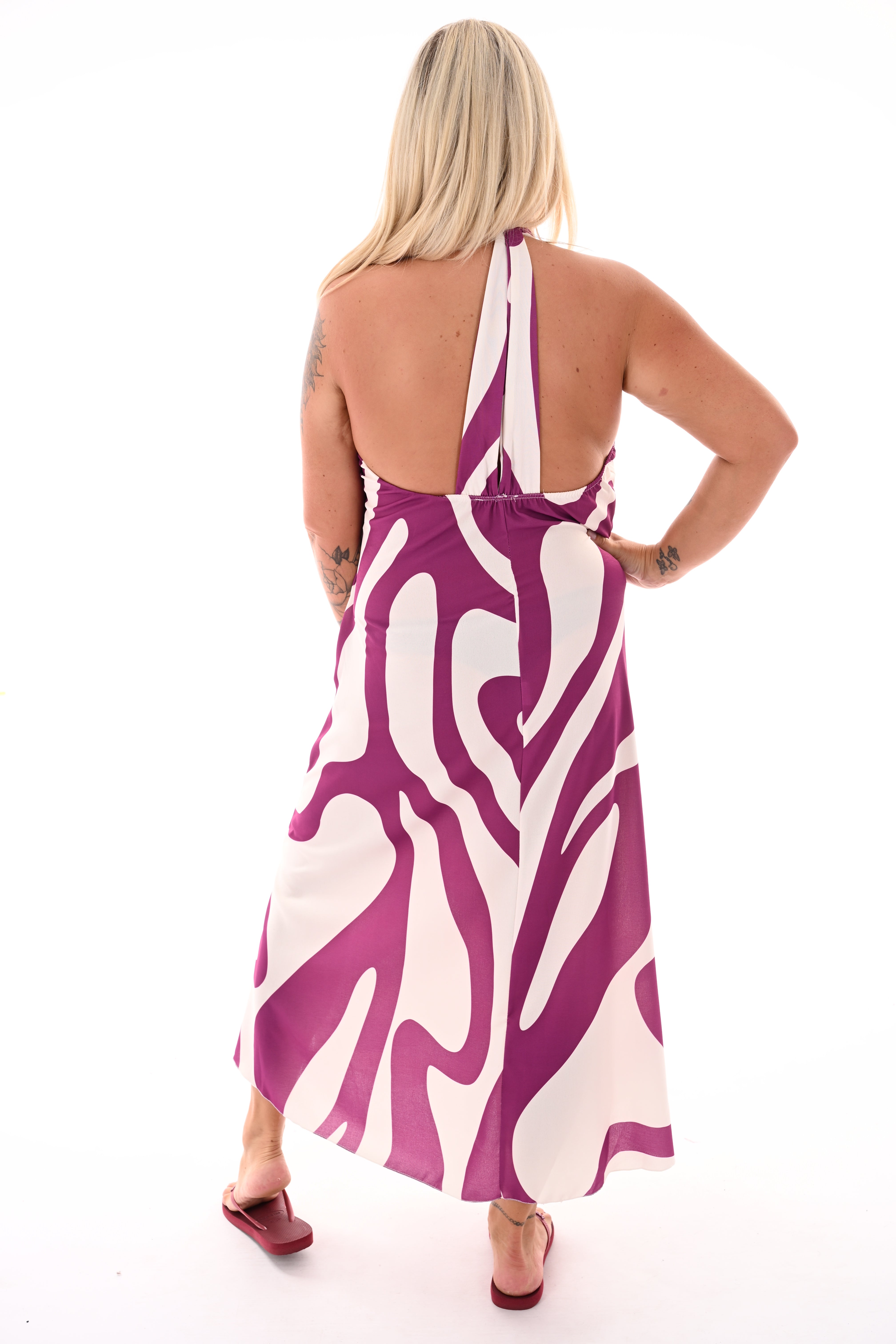 Halter jurk abstract cyclaam
