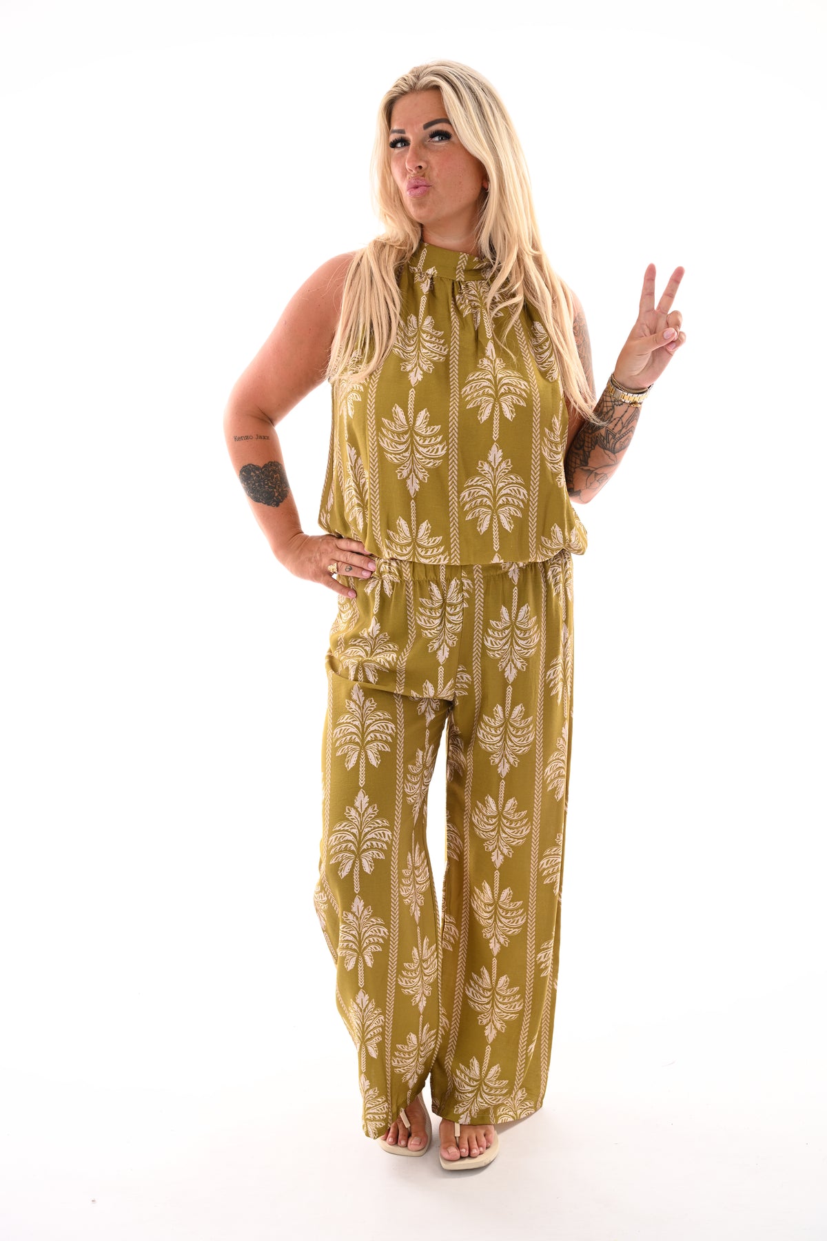Tweedelig set palmtree lime