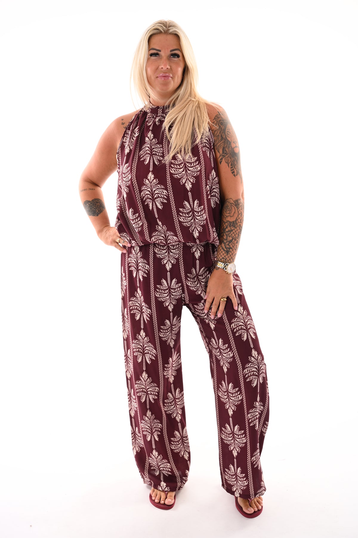 Tweedelig set palmtree bordeaux