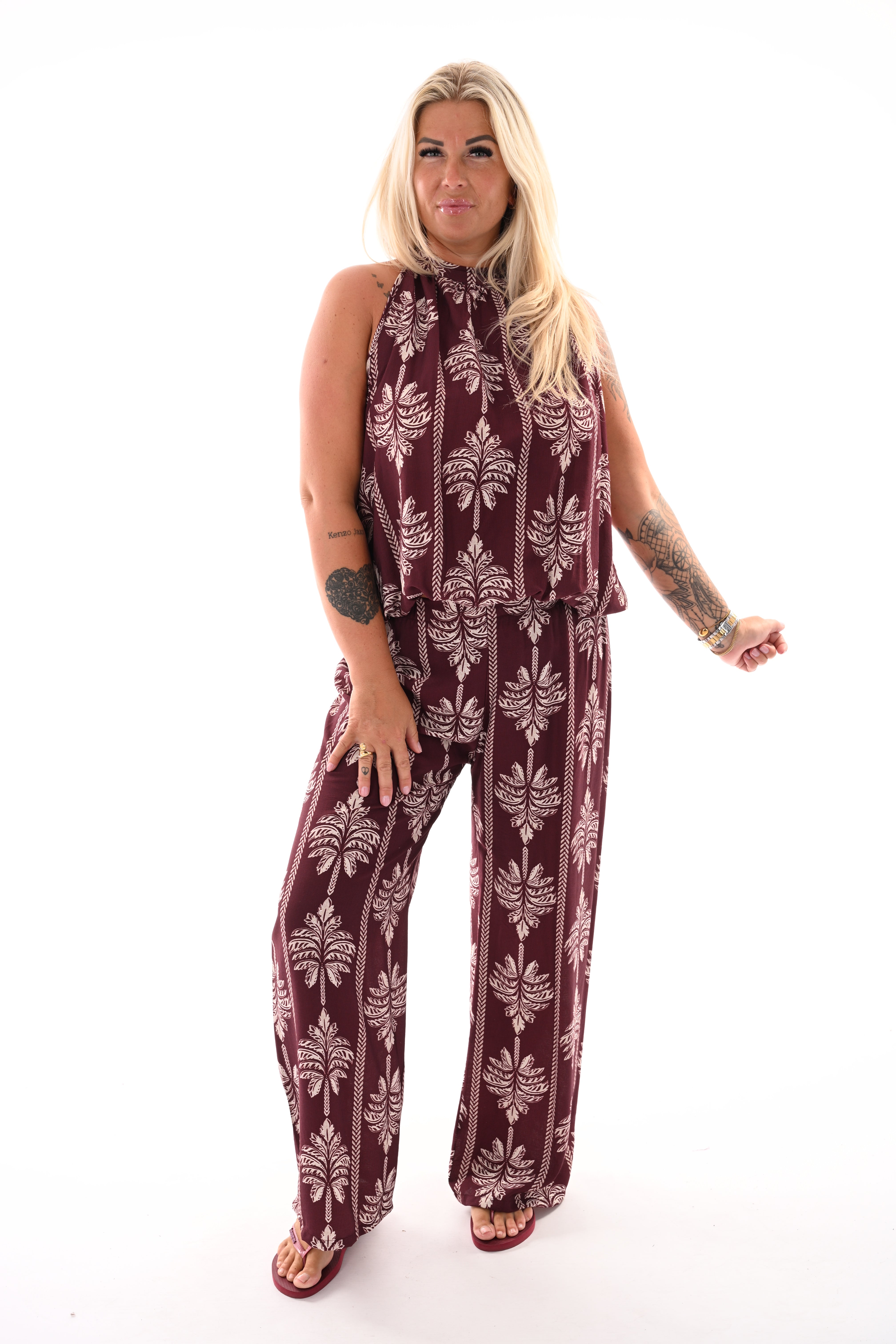 Tweedelig set palmtree bordeaux