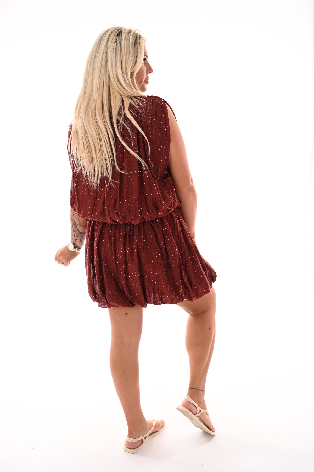 Ballon jurk met strass bordeaux