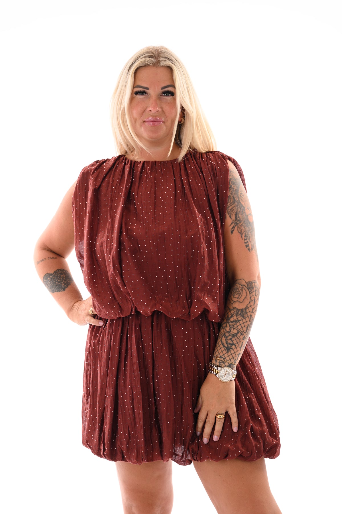 Ballon jurk met strass bordeaux