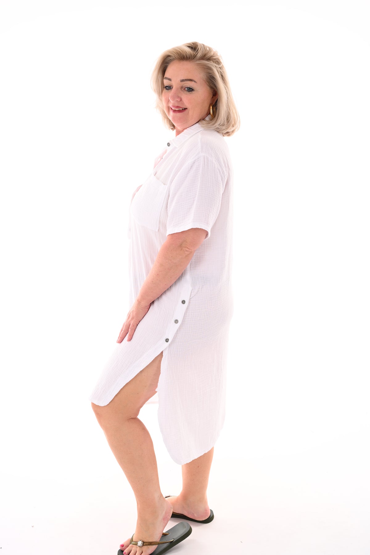 Lange blouse met borstzakjes wit