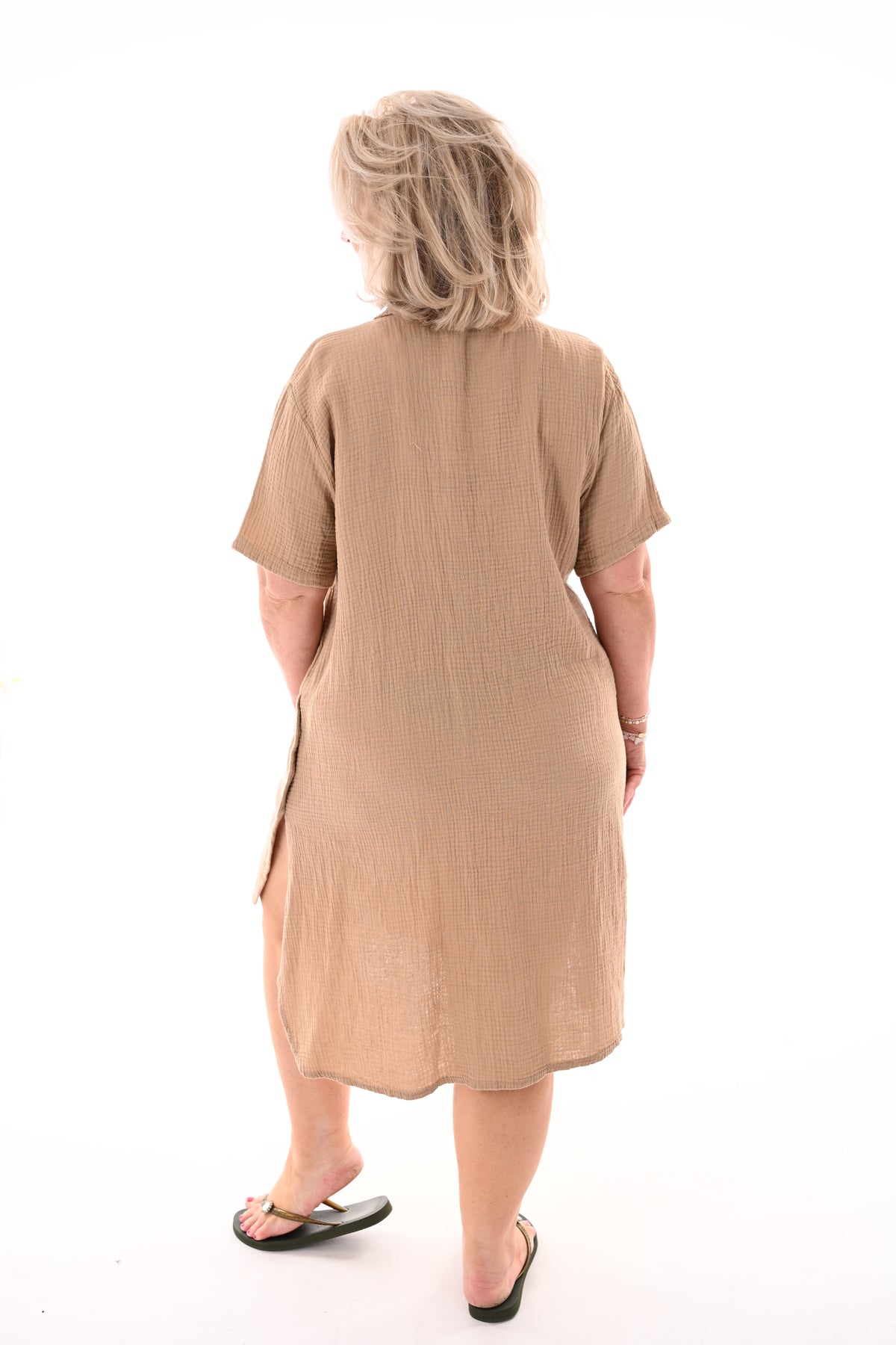 Lange blouse met borstzakjes camel