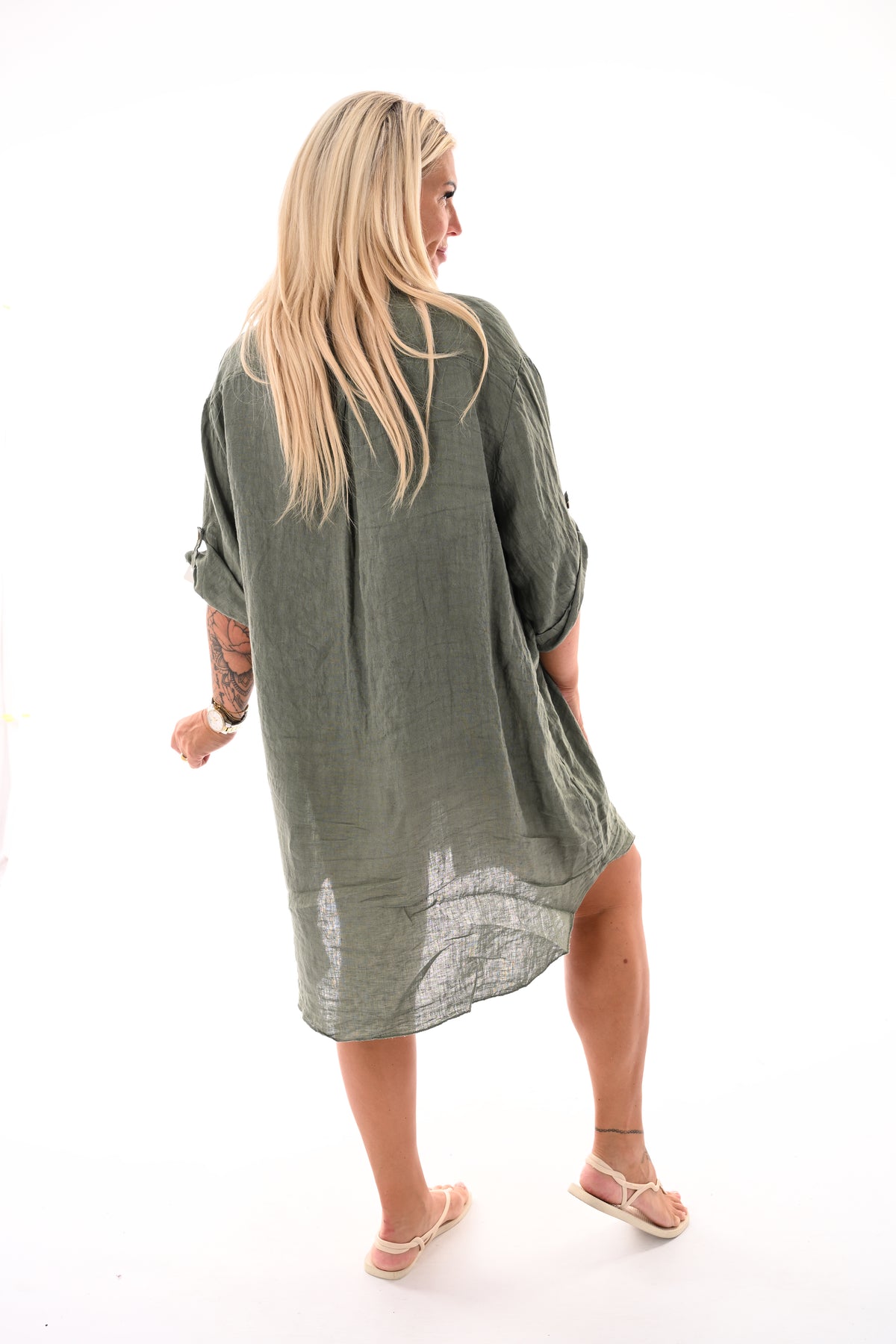 Casual blouse met knoopsluiting olijfgroen