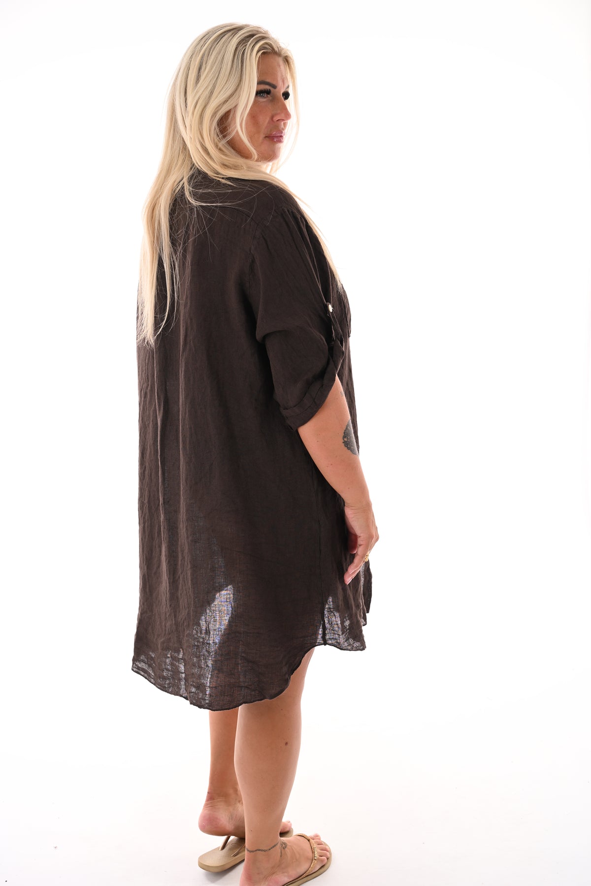 Casual blouse met knoopsluiting donkerbruin