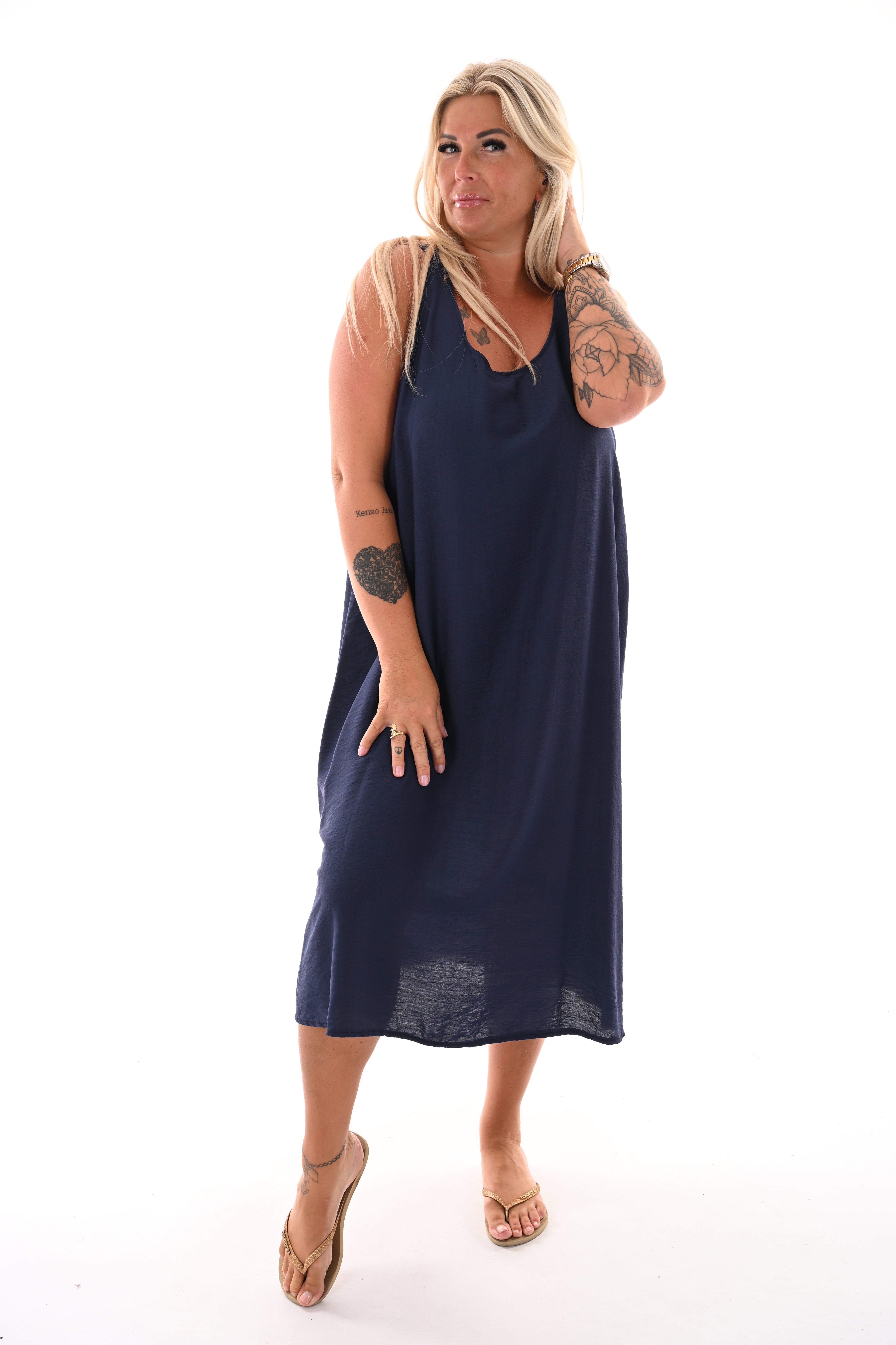 Basic jurk ronde hals marineblauw