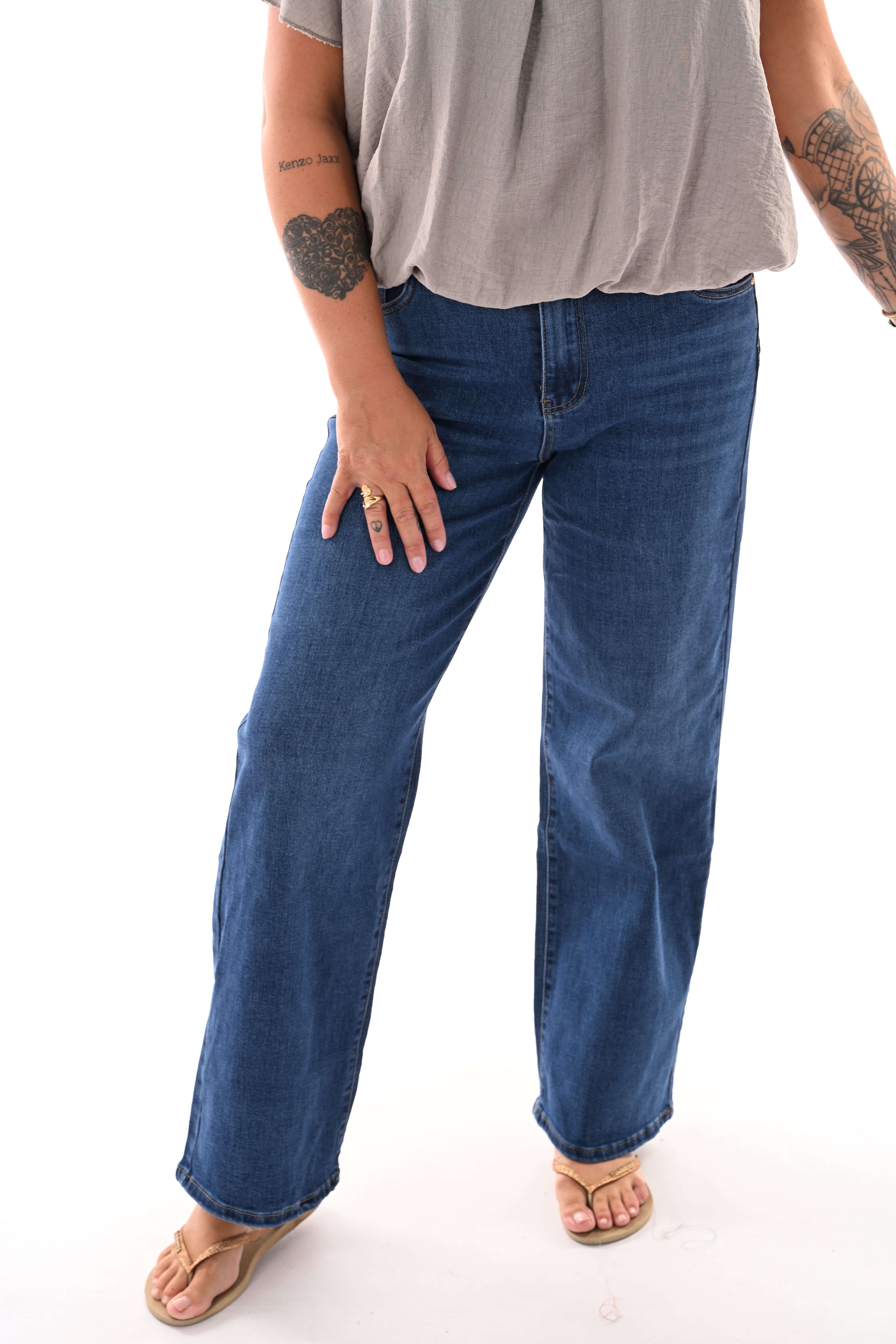 Goodies wide leg middenblauw