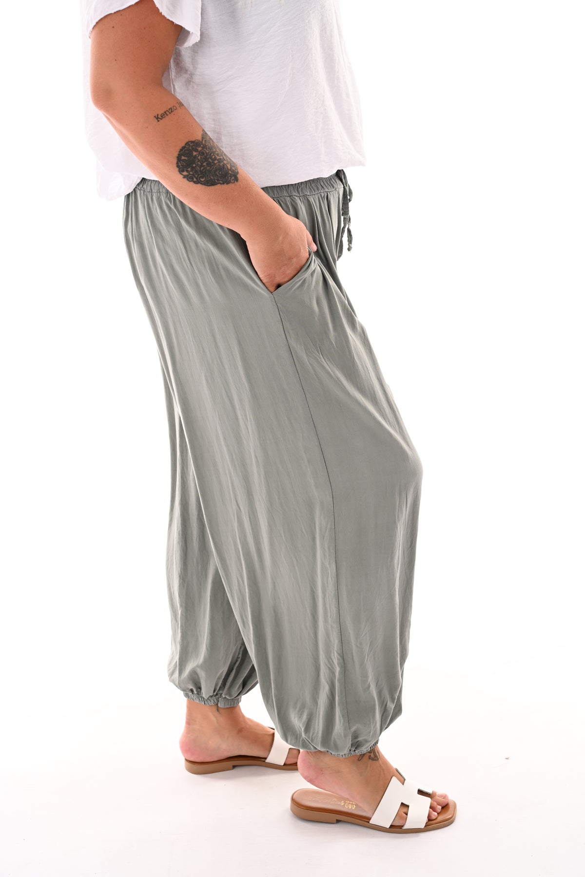 Basic ballon broek uni lindegroen