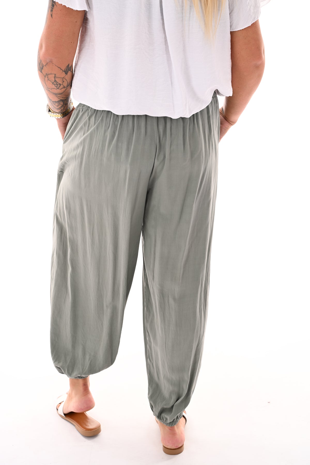 Basic ballon broek uni lindegroen