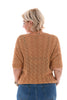 Gehaakte top v-hals glitter camel