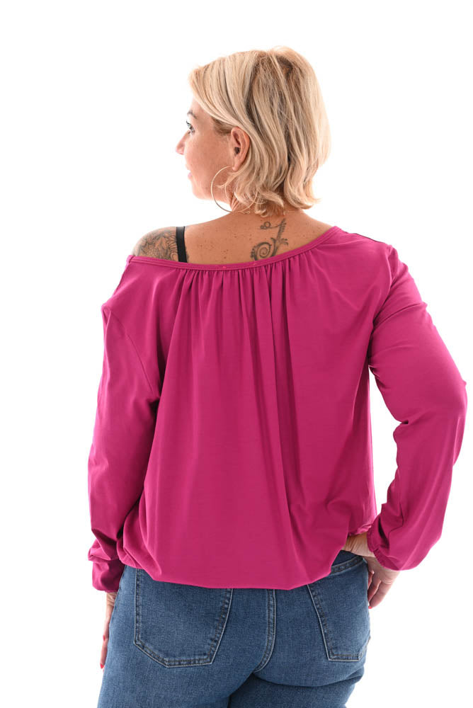 Basic top lange mouwen uni fuchsia