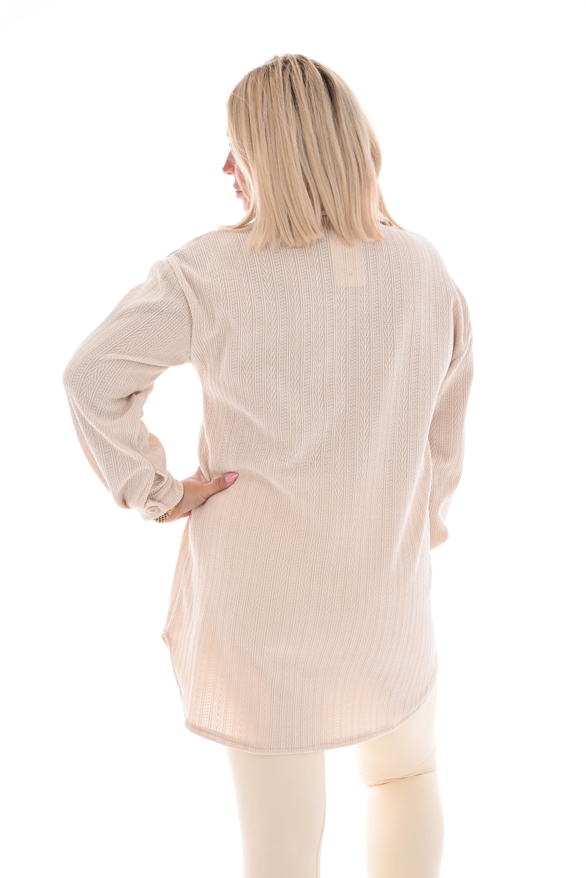 Lange corduroy blouse patroon creme