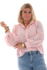 Korte doorknoop blouse pofmouwen licht roze