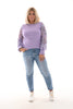 Trui met broderie mouwen lila