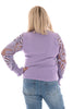 Trui met broderie mouwen lila