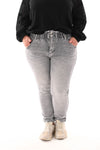 G-smack jeans momfit elastieke band grijs