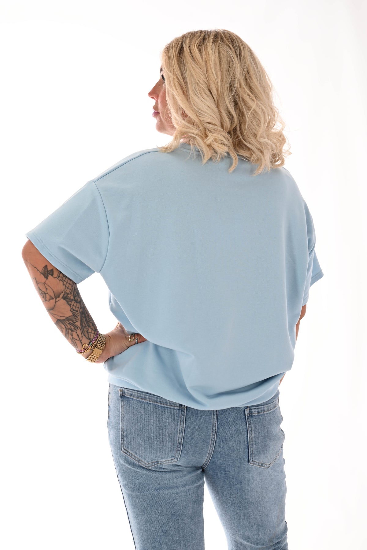 Sweater korte mouwen la dolce vita blauw