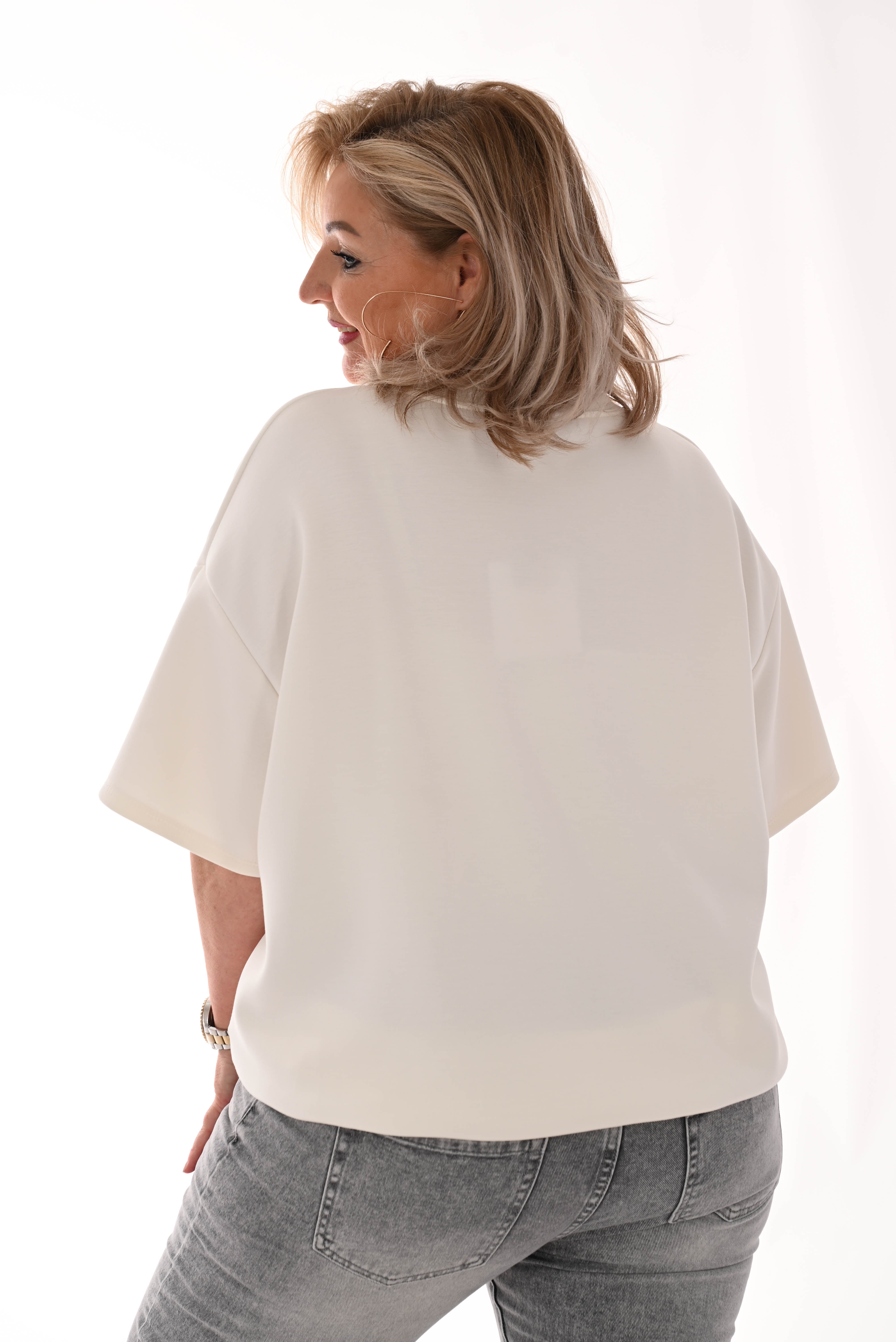 T-shirt Beach roomwit/felroze