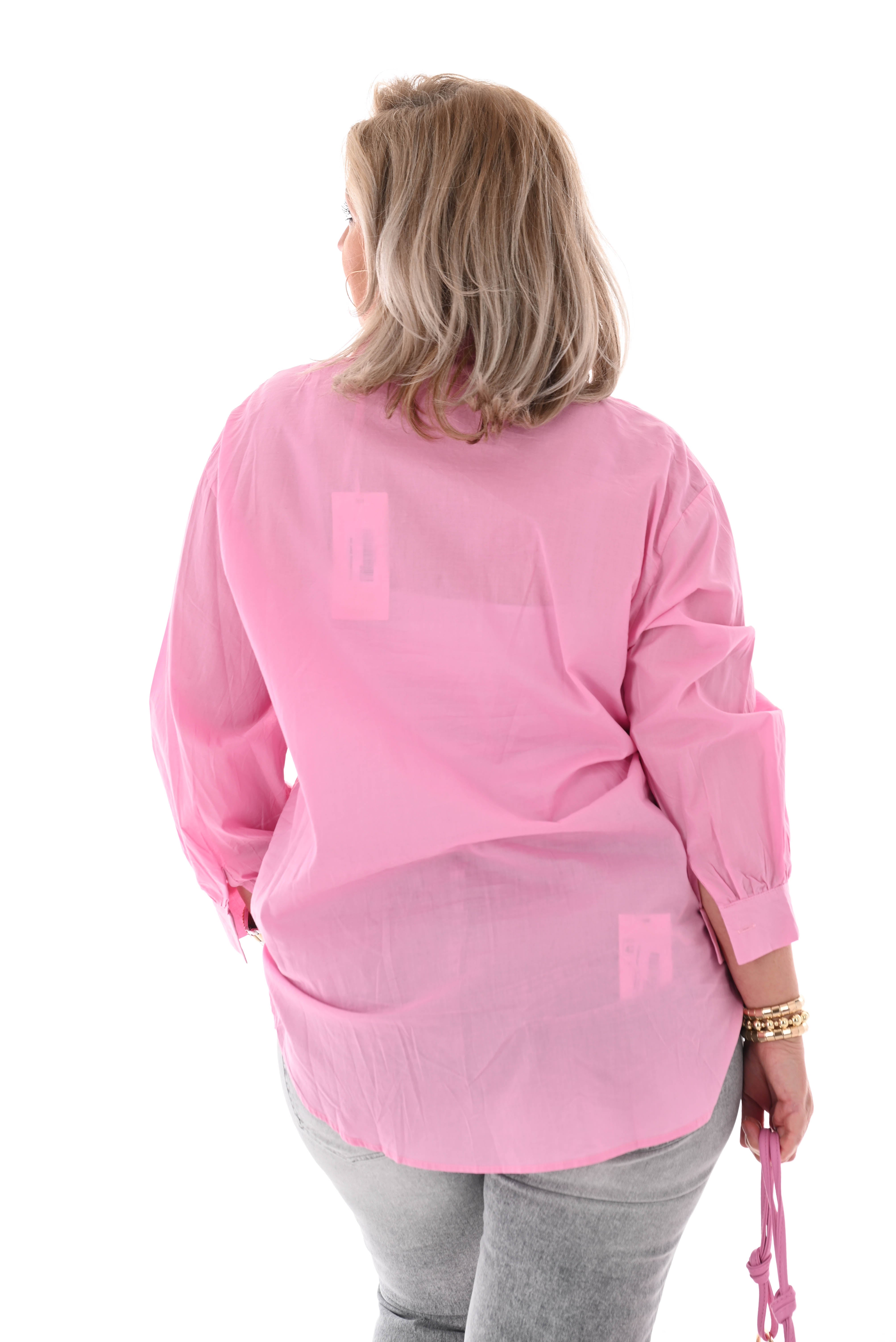 Blouse applicatie beads roze