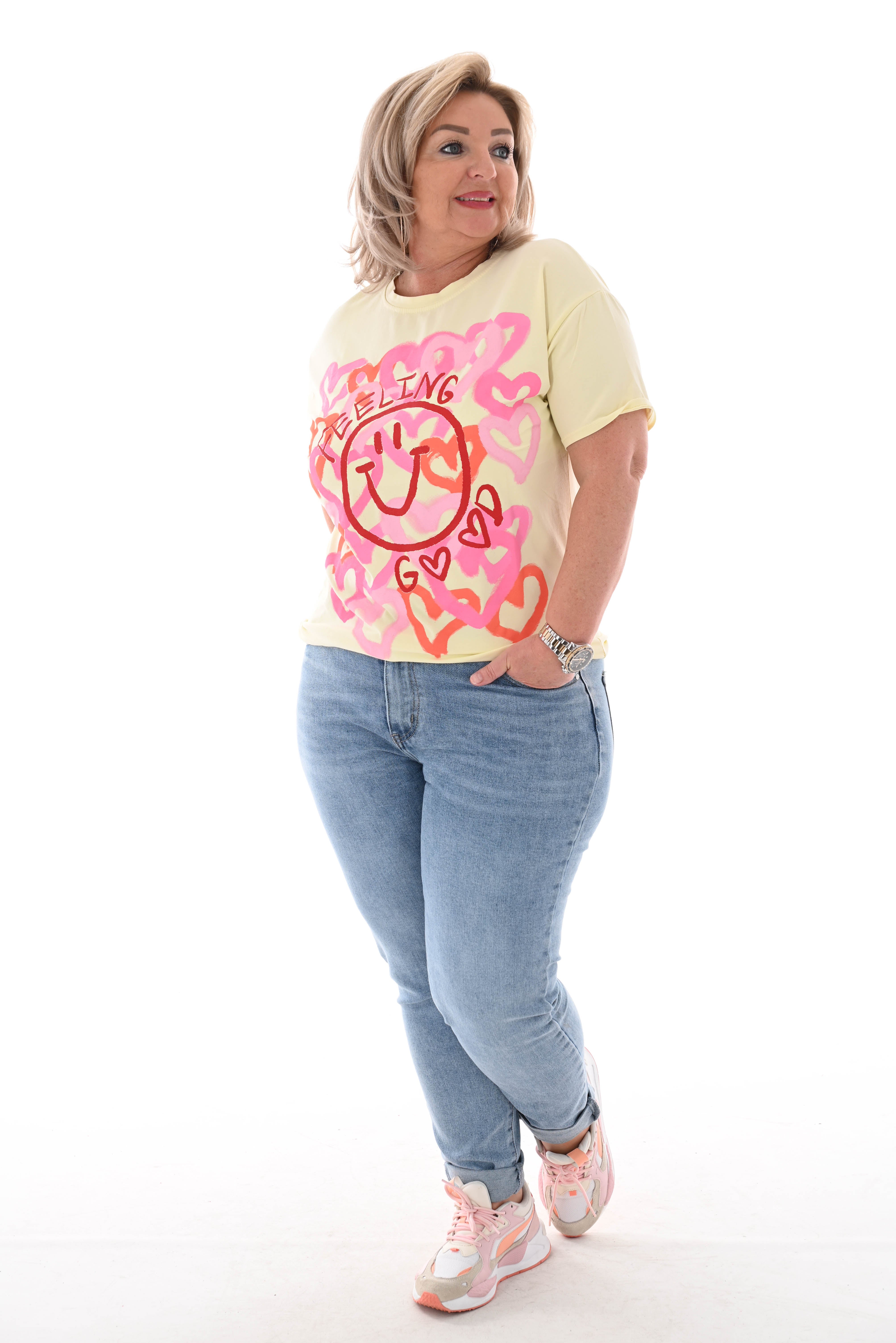 T-shirt feeling good lichtgeel