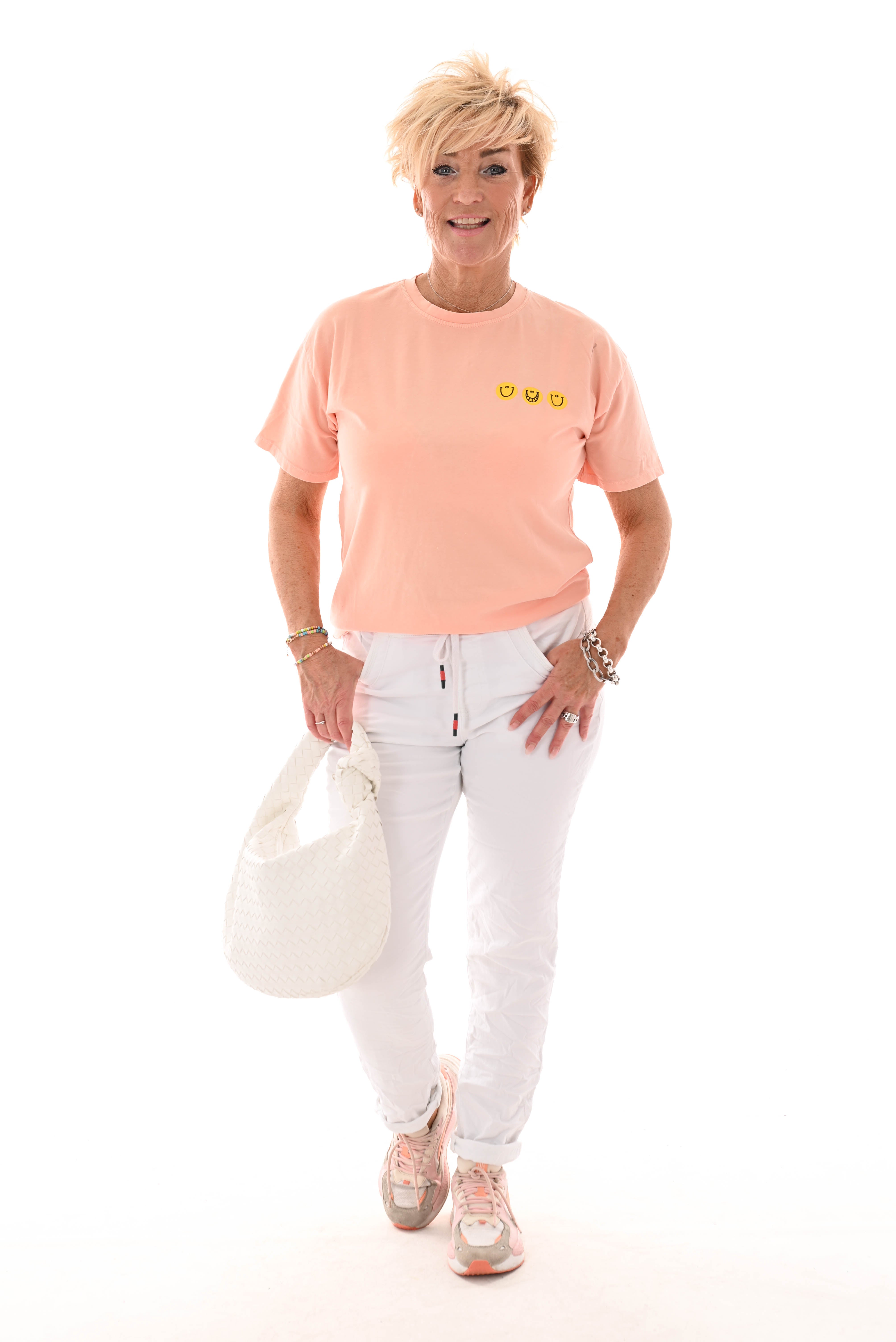 T-shirt smile always zalm