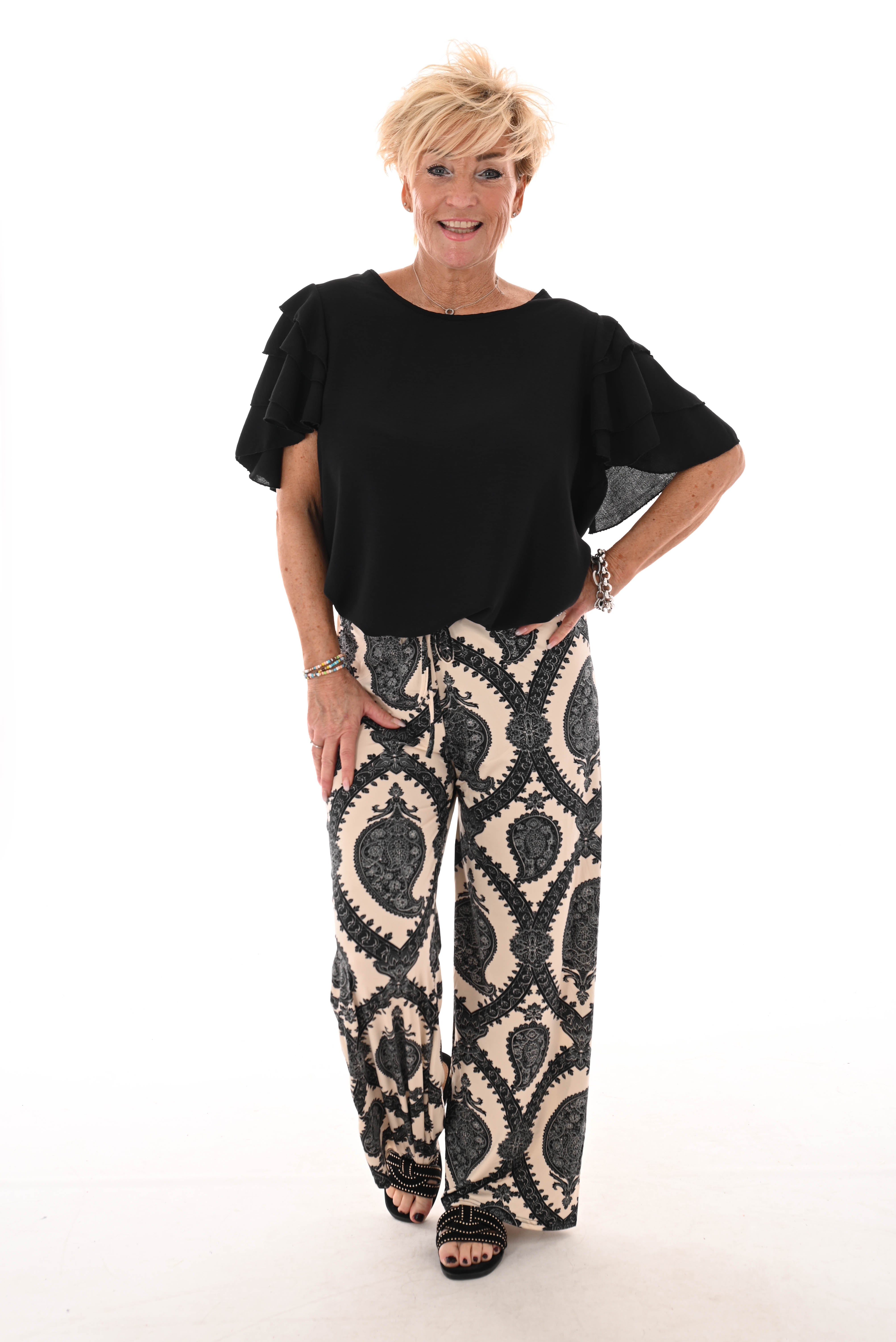 Broek print paisley groot blauw