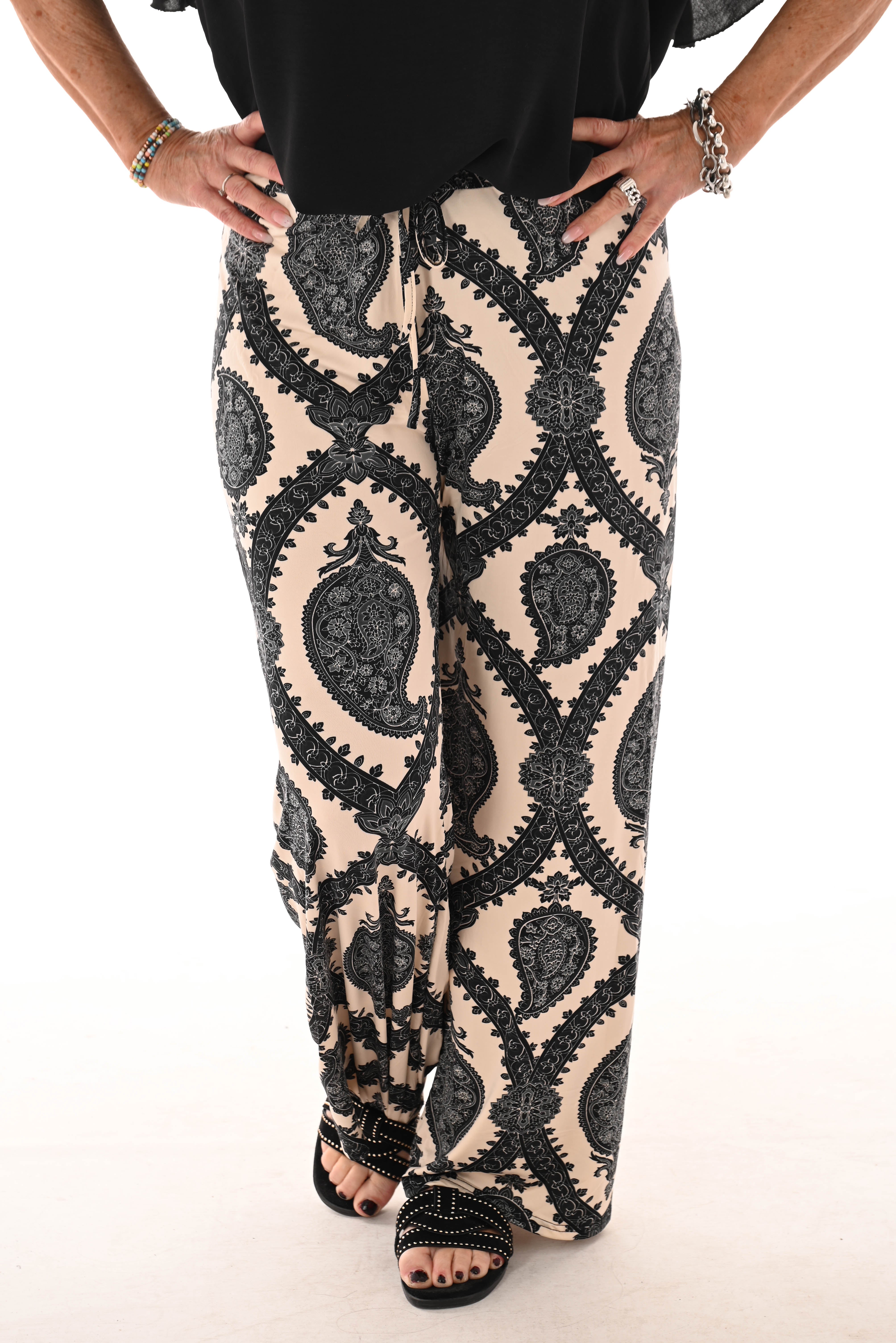 Broek print paisley groot blauw