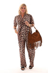 Jumpsuit overslag panter camel