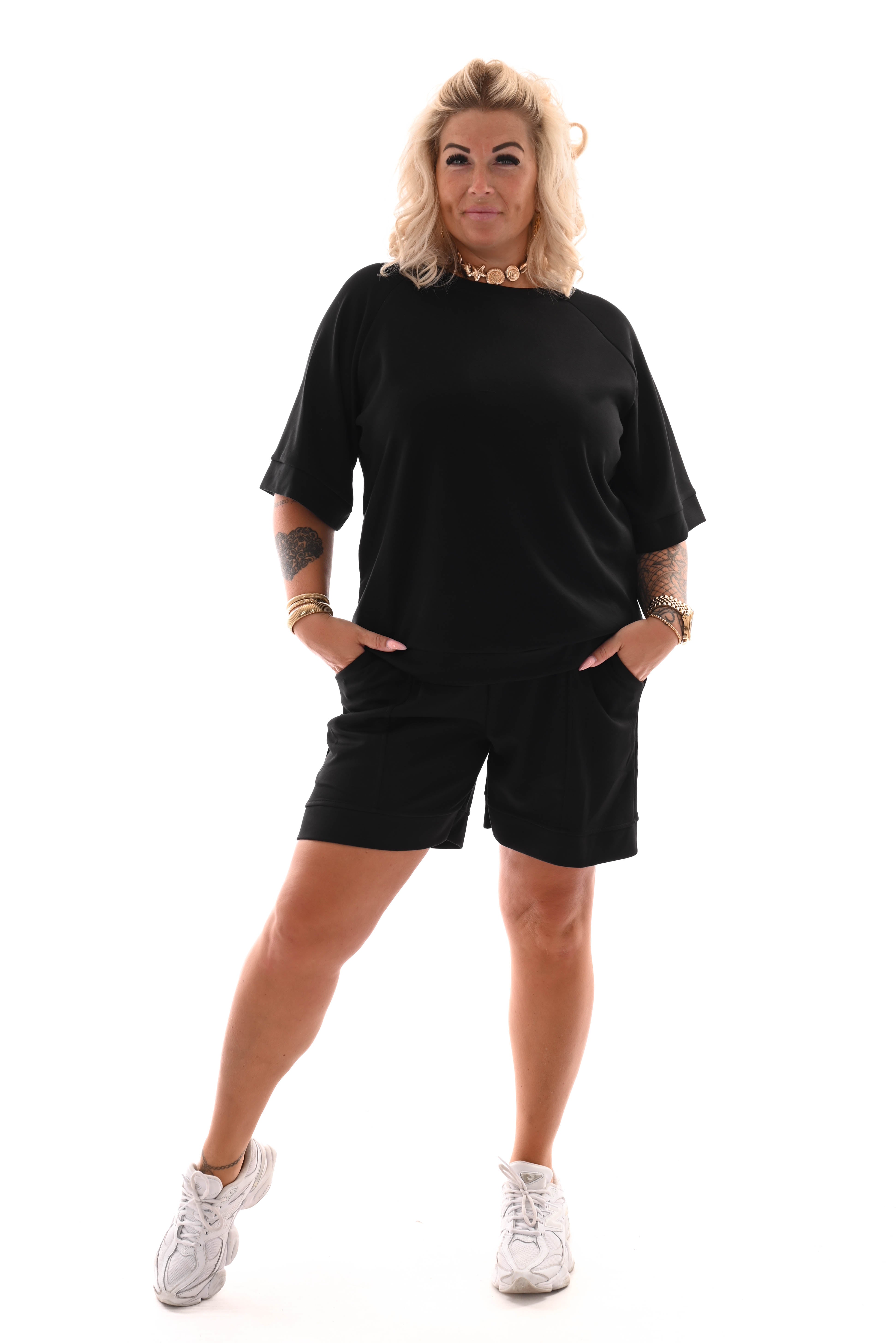 Tweedelig set short uni zwart
