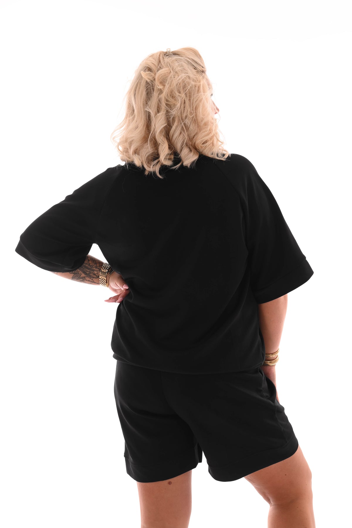 Tweedelig set short uni zwart