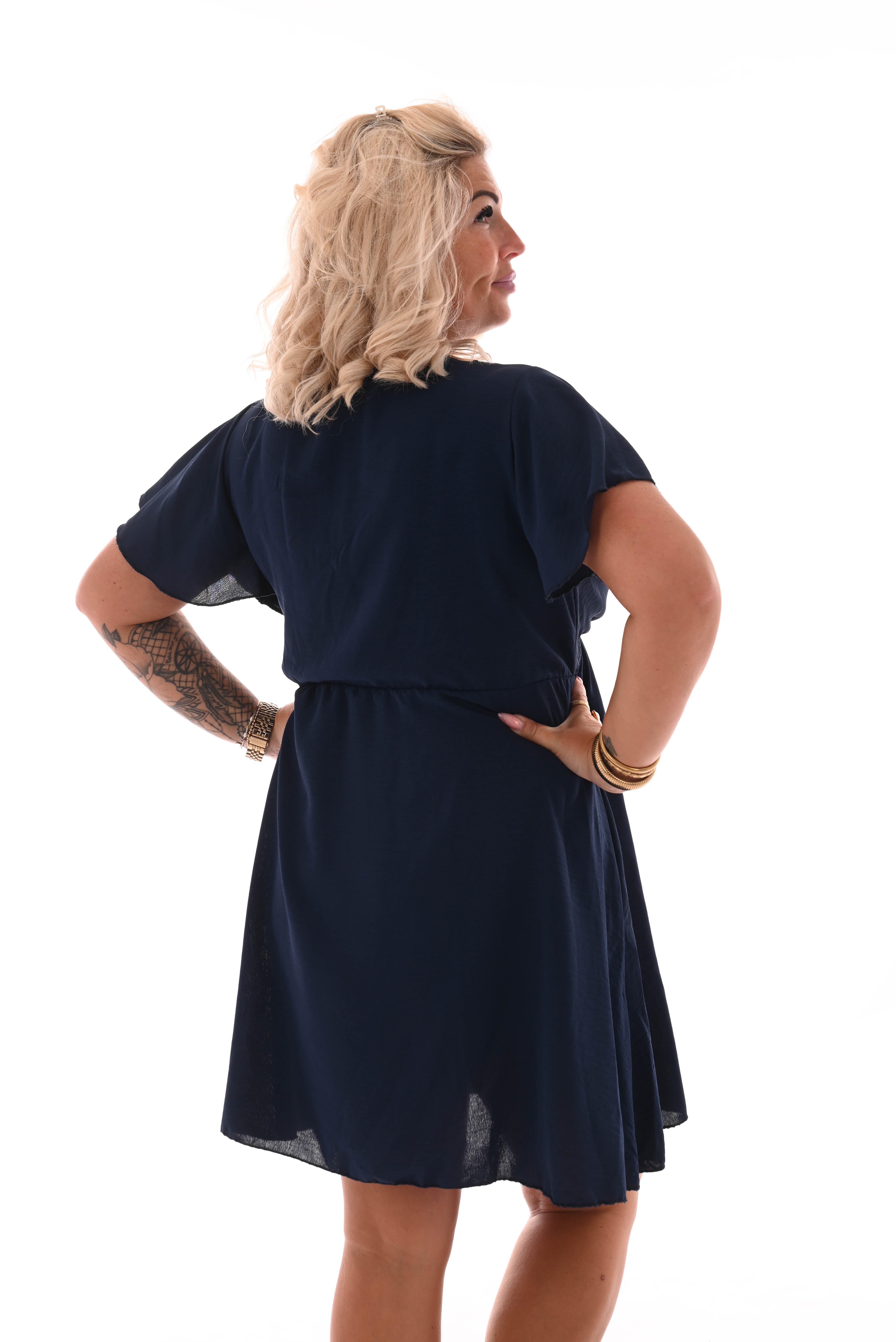 Korte jurk met strik marineblauw