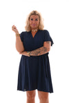 Korte jurk met strik marineblauw