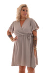 Korte jurk met strik beige