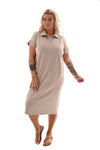 Jurk kraag met knoopjes beige