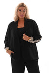 Blazer met bies fijne strepen zwart