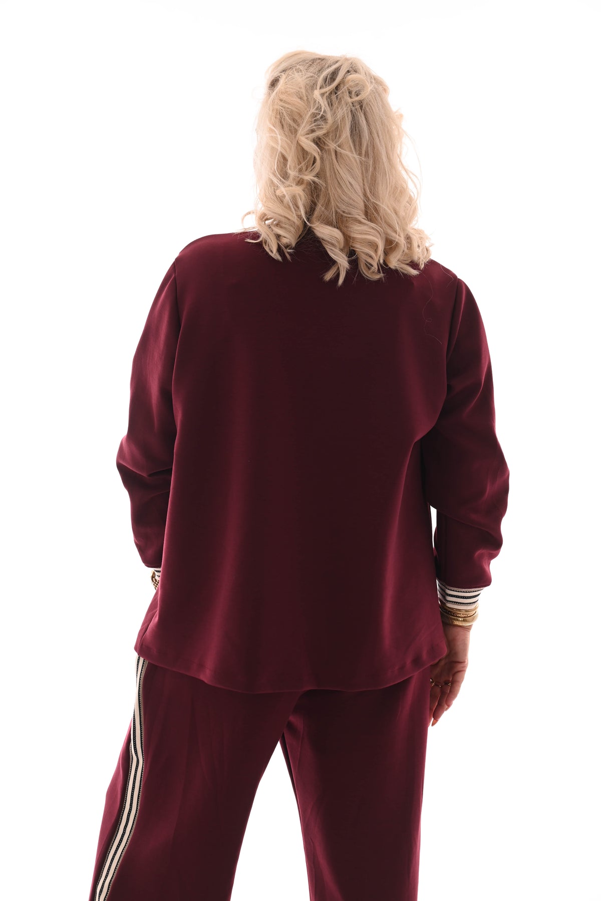 Blazer met bies fijne strepen bordeaux